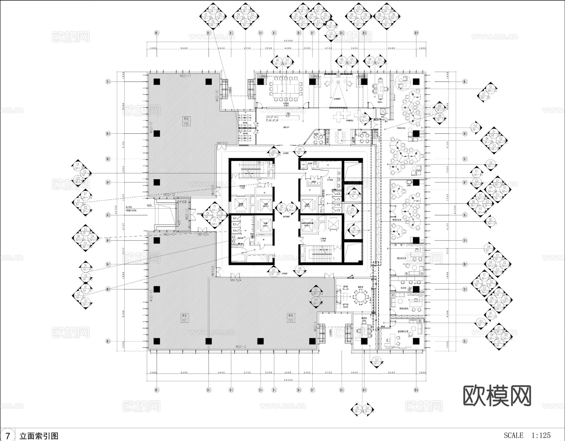 办公空间cad施工图下载（渲染图7）