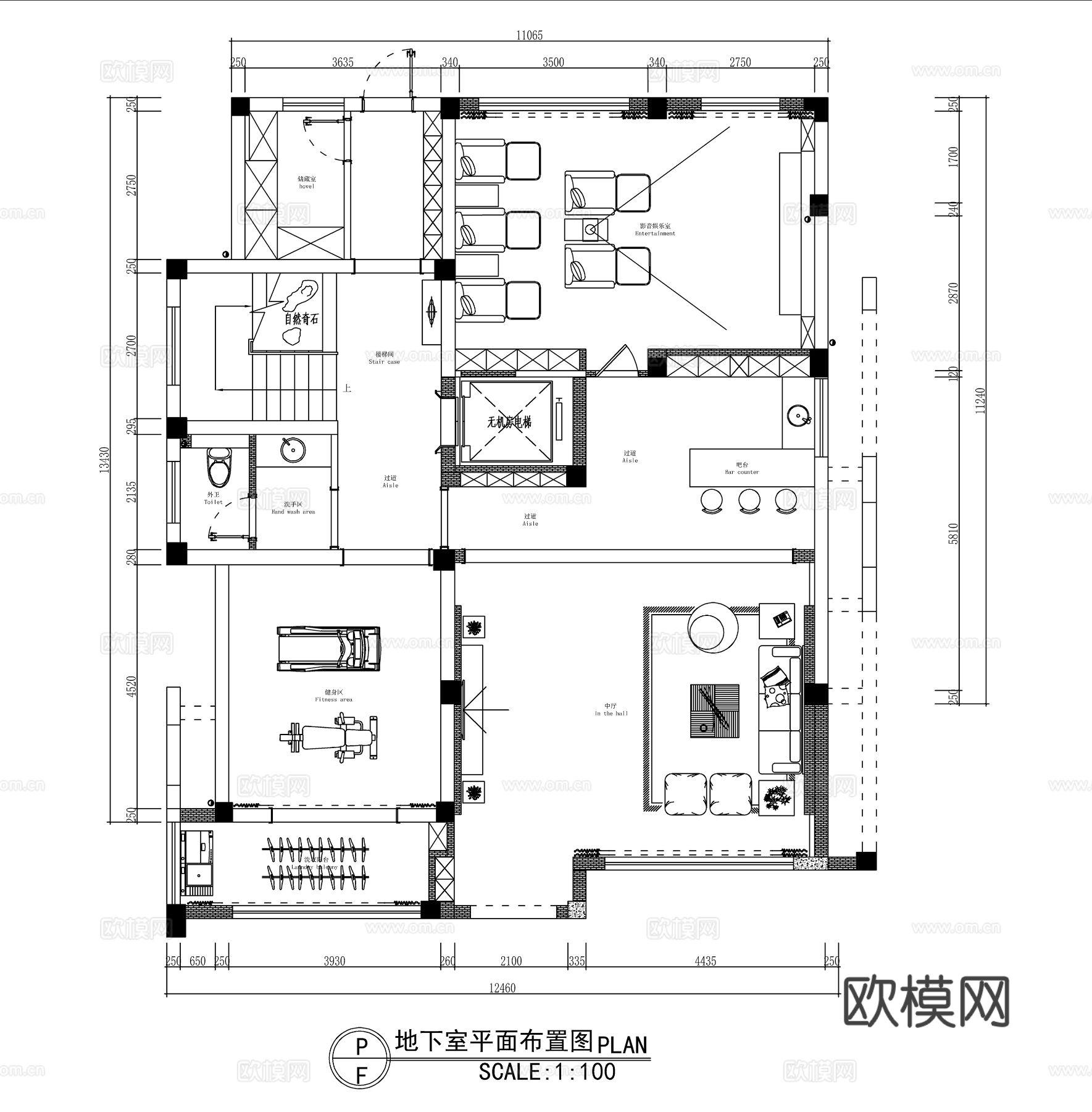 现代轻奢1~5层豪华别墅平面方案图cad施工图