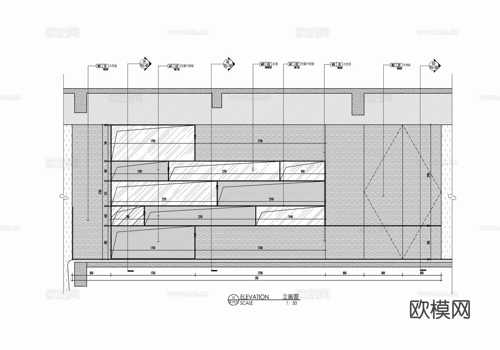 办公室不锈钢及木饰面资料柜施工详图  办公区书架书柜 办公区cad大样图