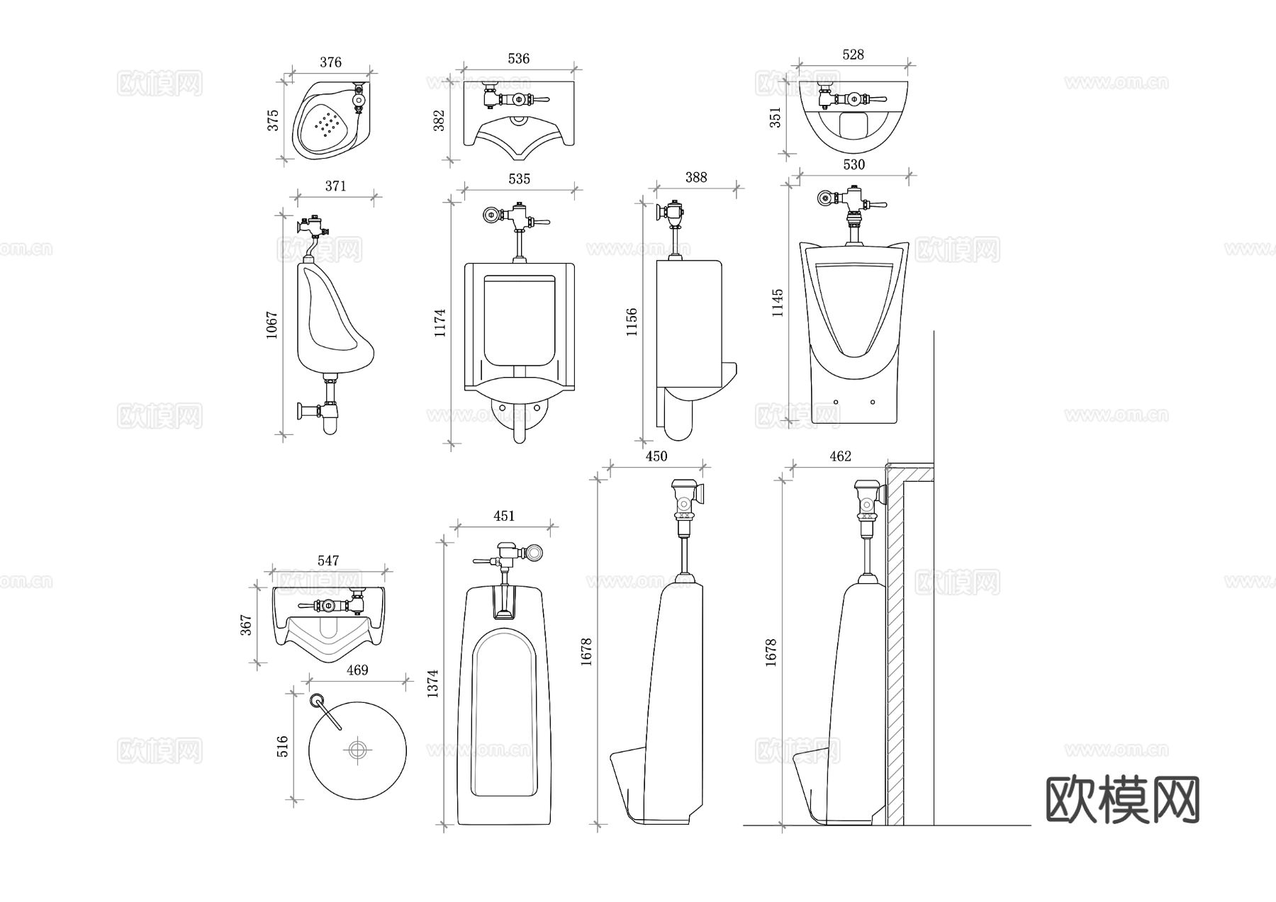 男用小便器 小便斗cad图库