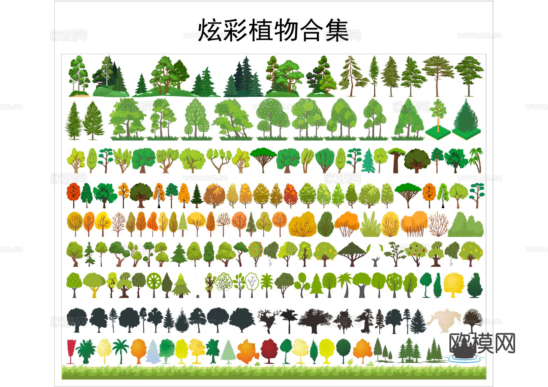 现代树 景观树cad图库