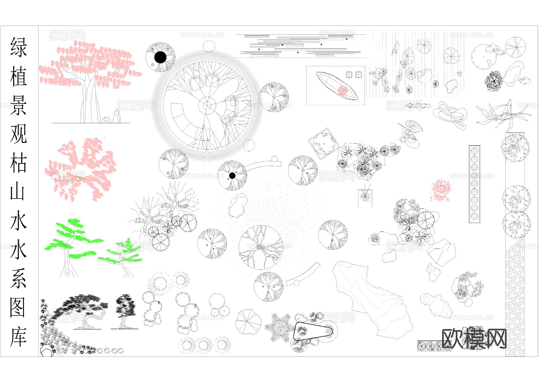 景观图库 日式枯山水cad图库下载