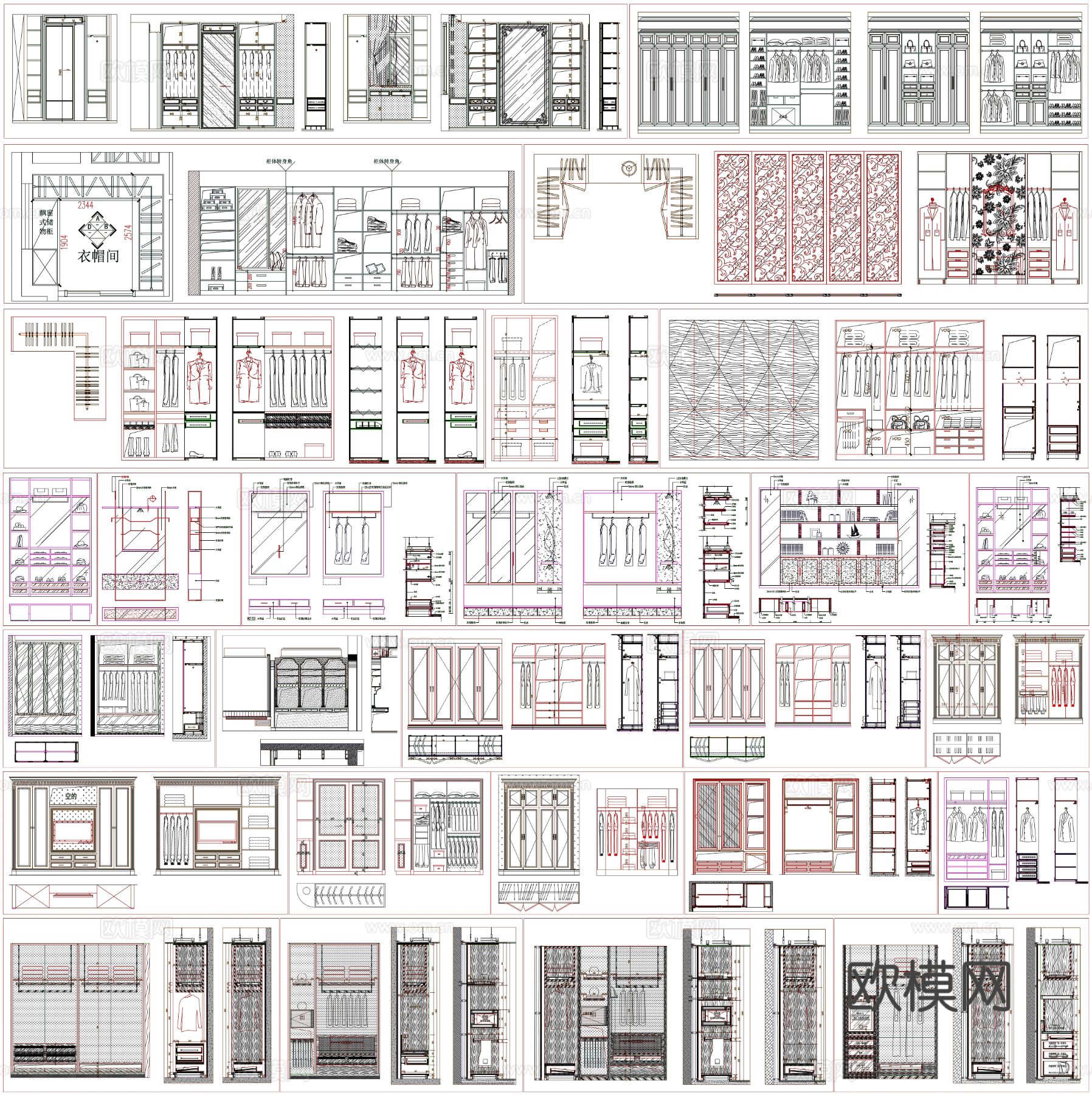 衣柜 衣帽间 衣帽柜 鞋柜 衣柜设计cad图库