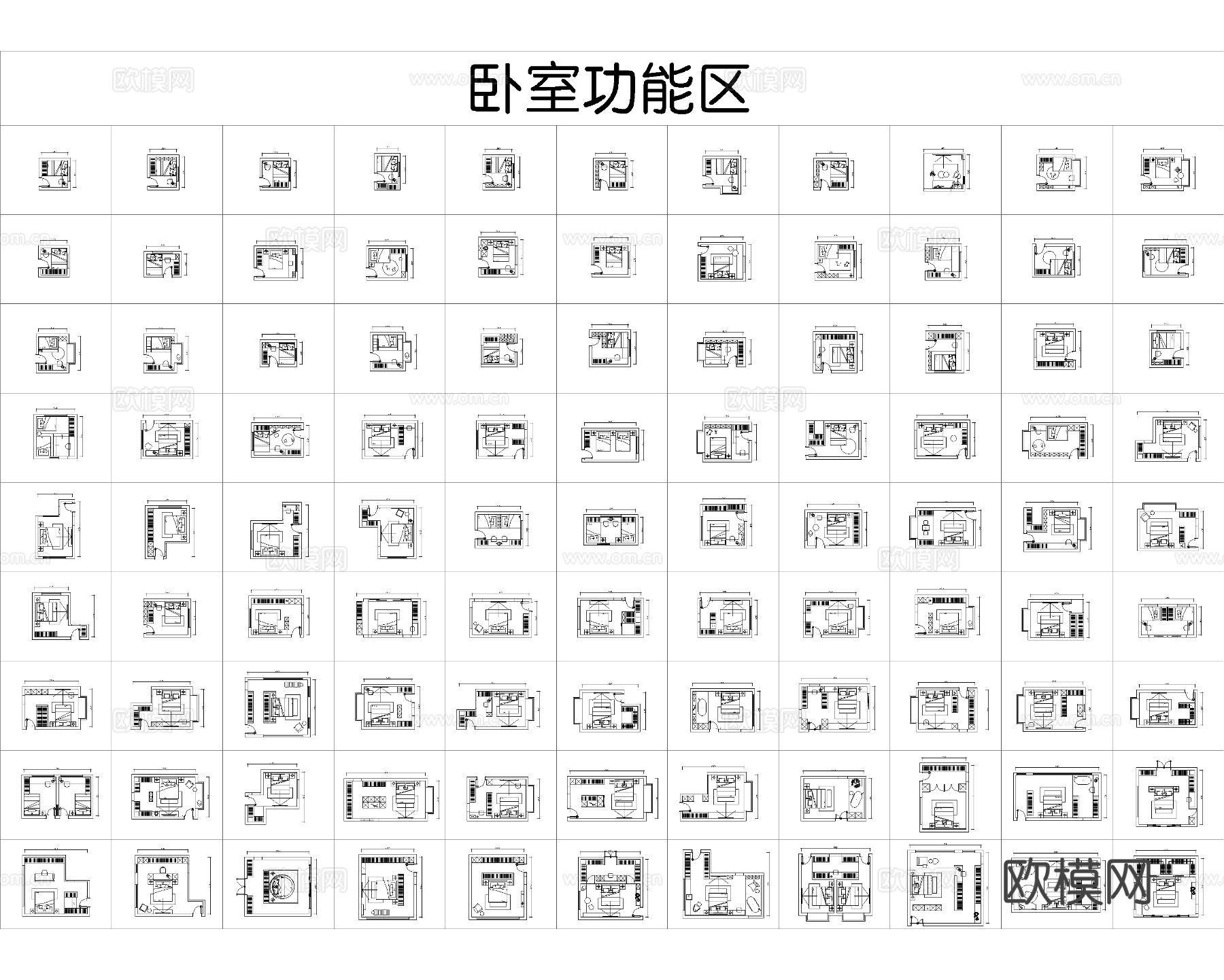 客厅布局 卧室布局 厨房布局cad图库