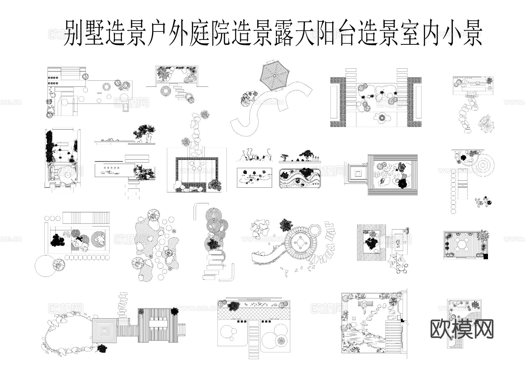 别墅造景 户外庭院造景cad图库