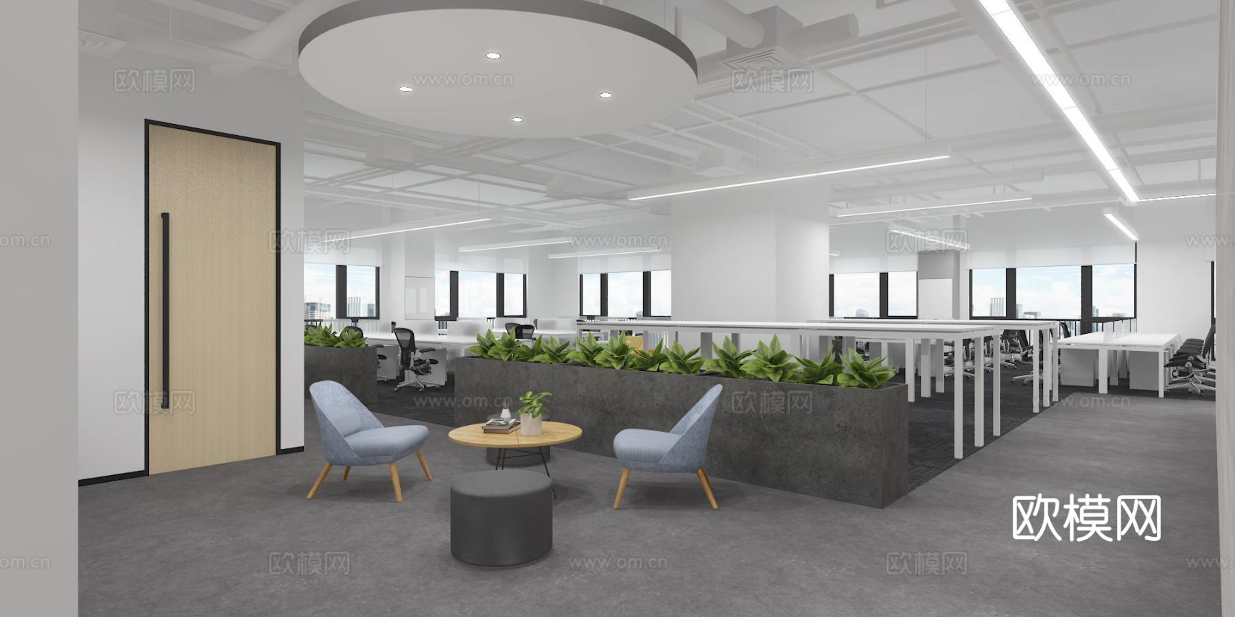 小米研发中心办公空间cad施工图下载（渲染图1）