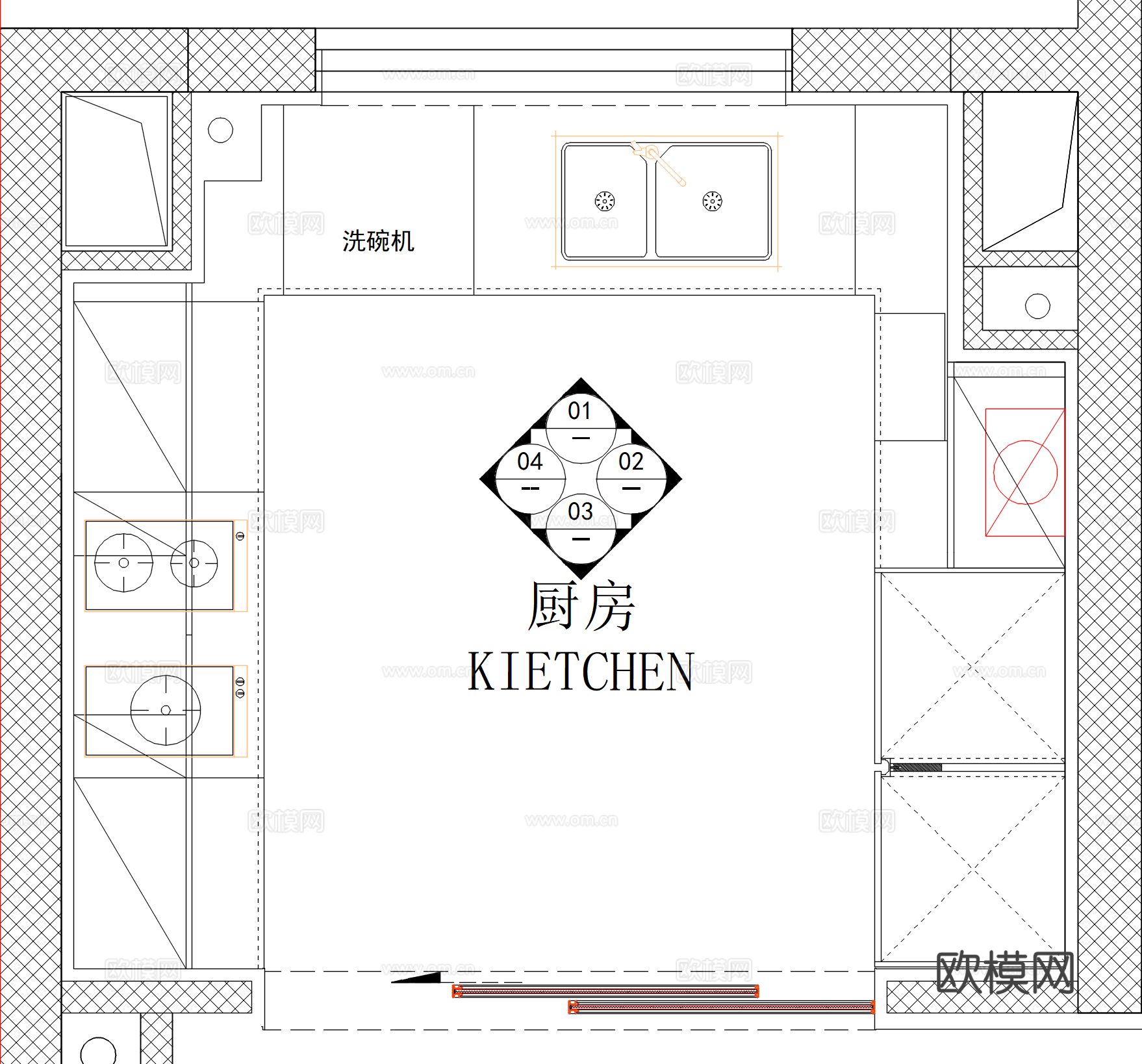 样板间厨房图纸cad施工图