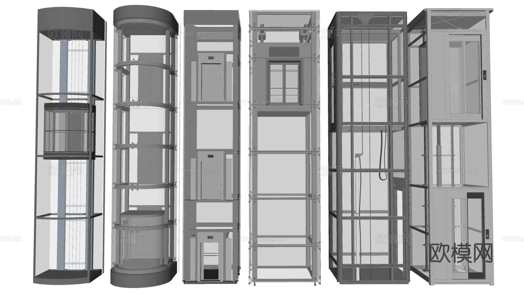 现代电梯 升降电梯 玻璃电梯 别墅电梯su模型