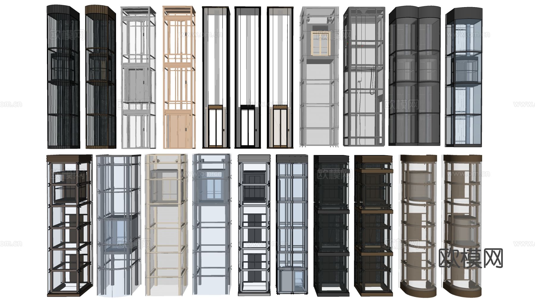 现代电梯 升降电梯 玻璃电梯 别墅电梯su模型