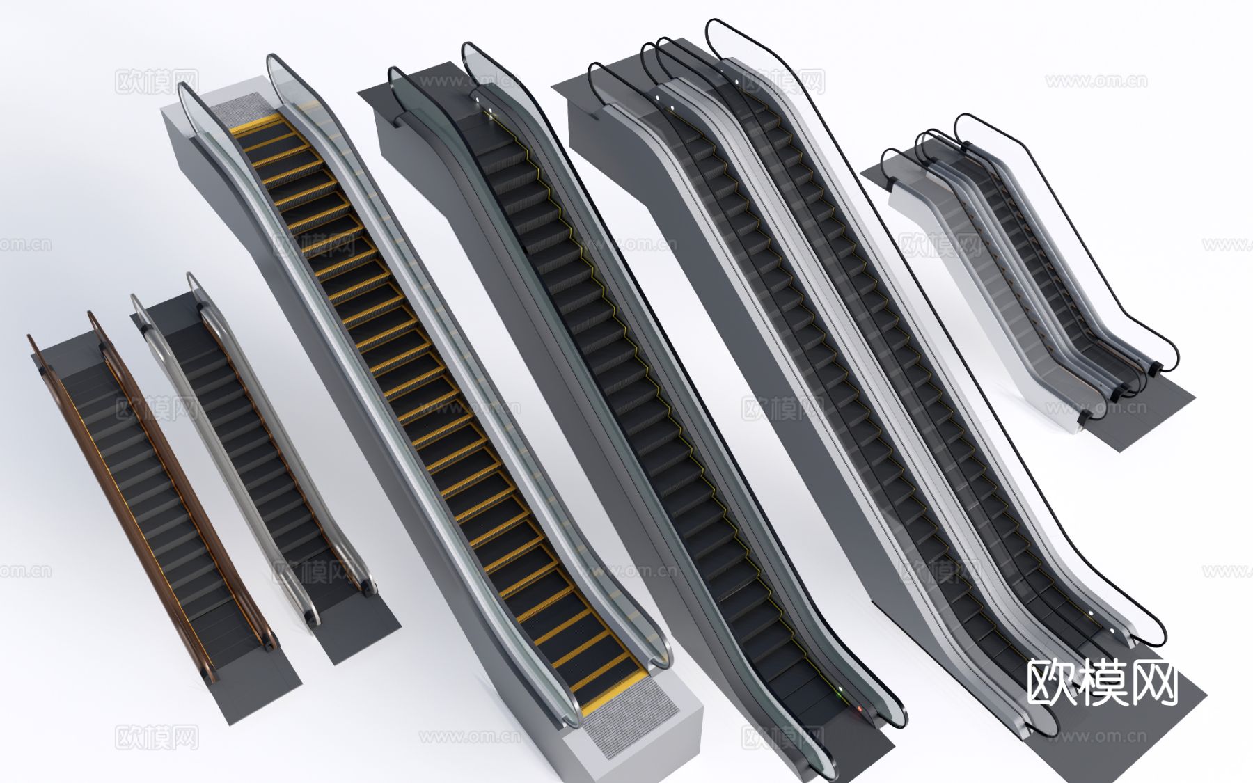 现代自动扶梯 滚梯 商场电梯su模型