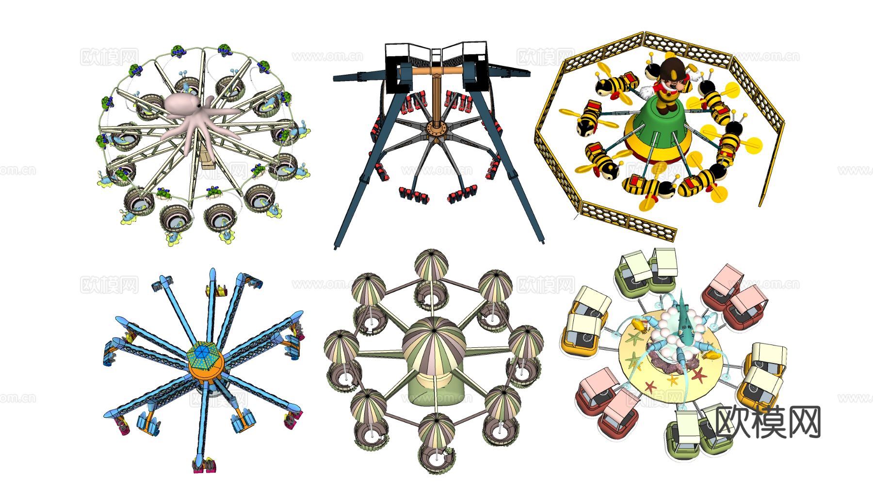 现代游乐器材 游乐设备 大型游乐设施su模型