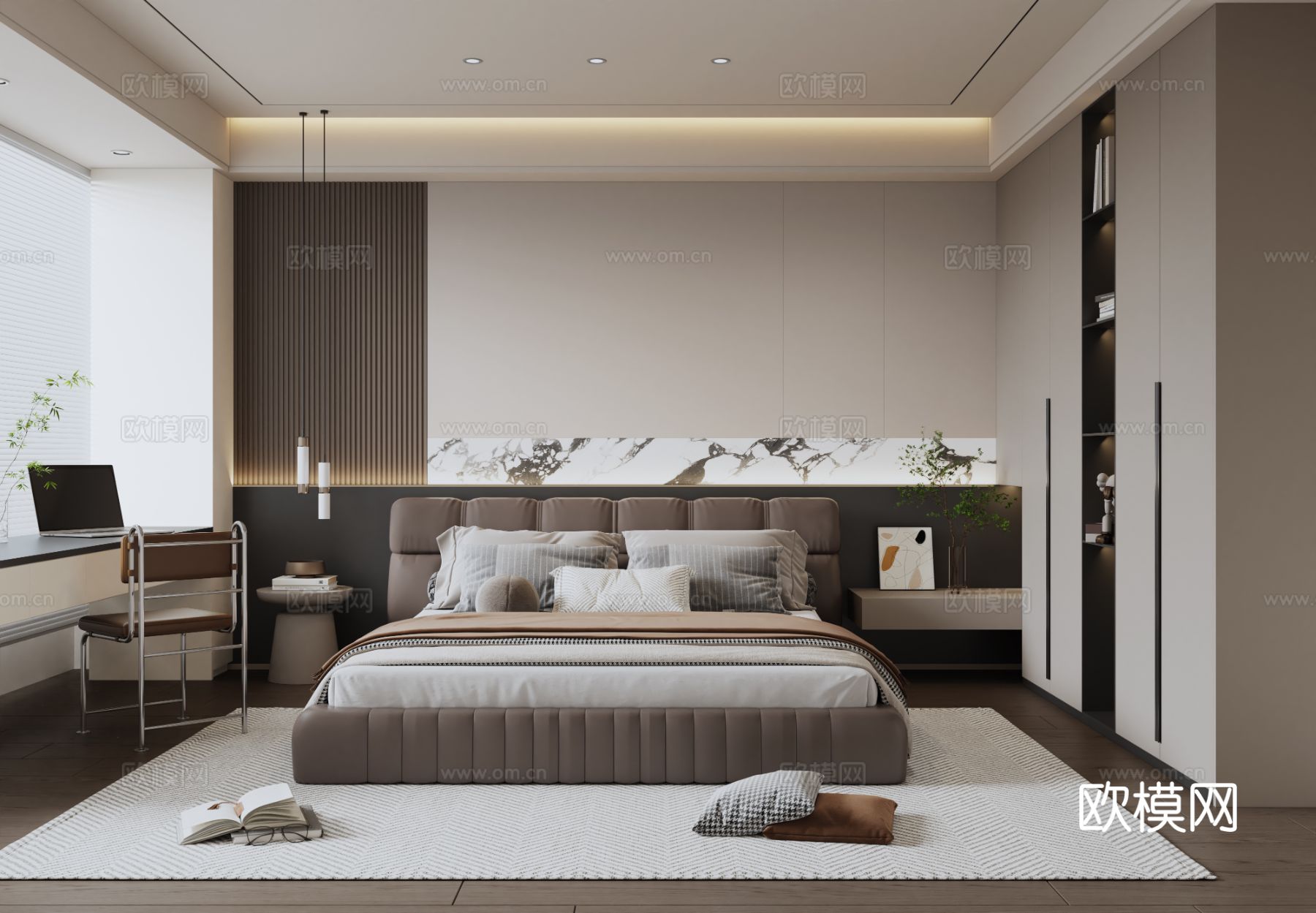 意式风卧室 主卧su模型下载（渲染图2）
