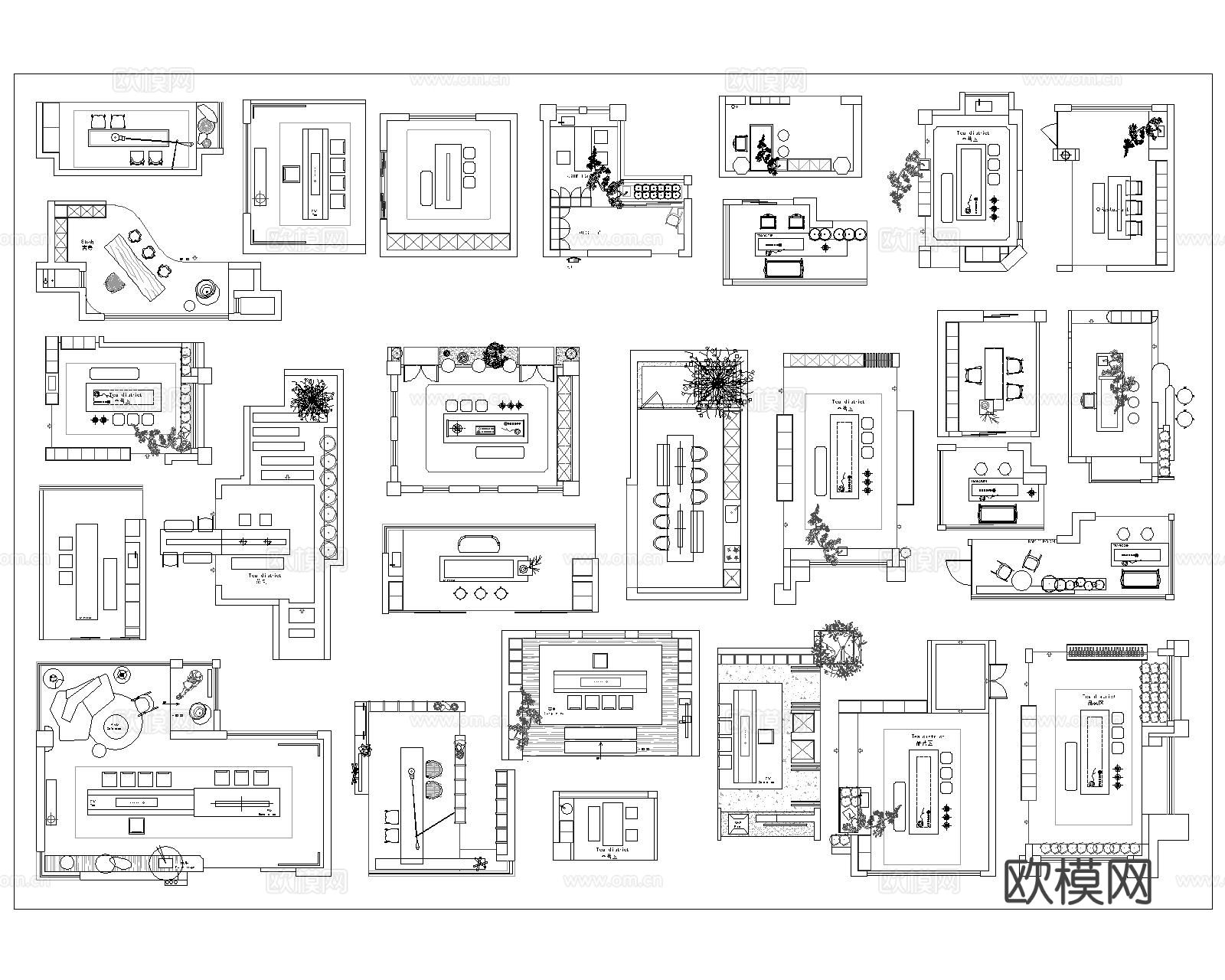 书房茶室CAD图块下载（渲染图5）
