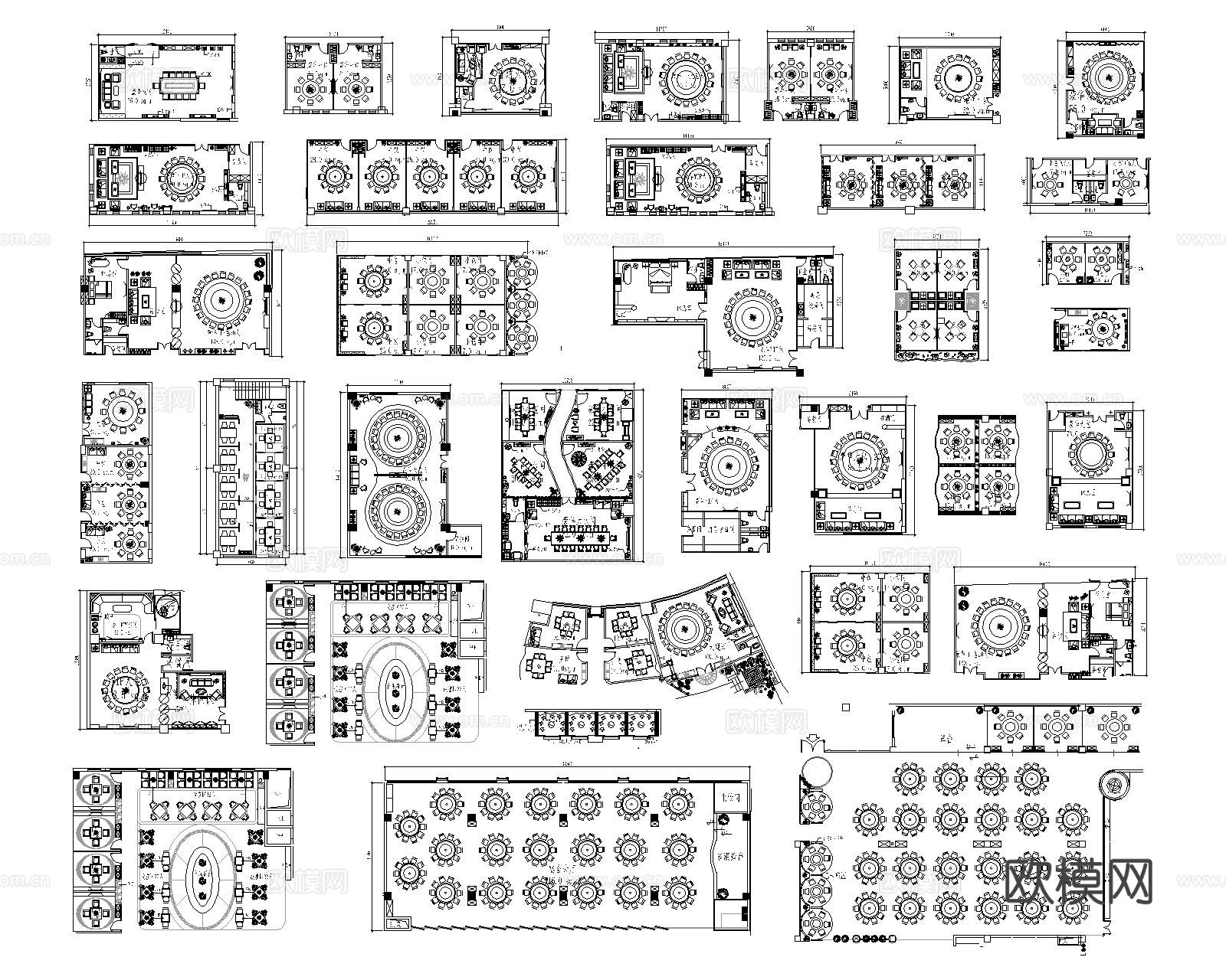 餐厅包厢cad平面图下载（渲染图2）