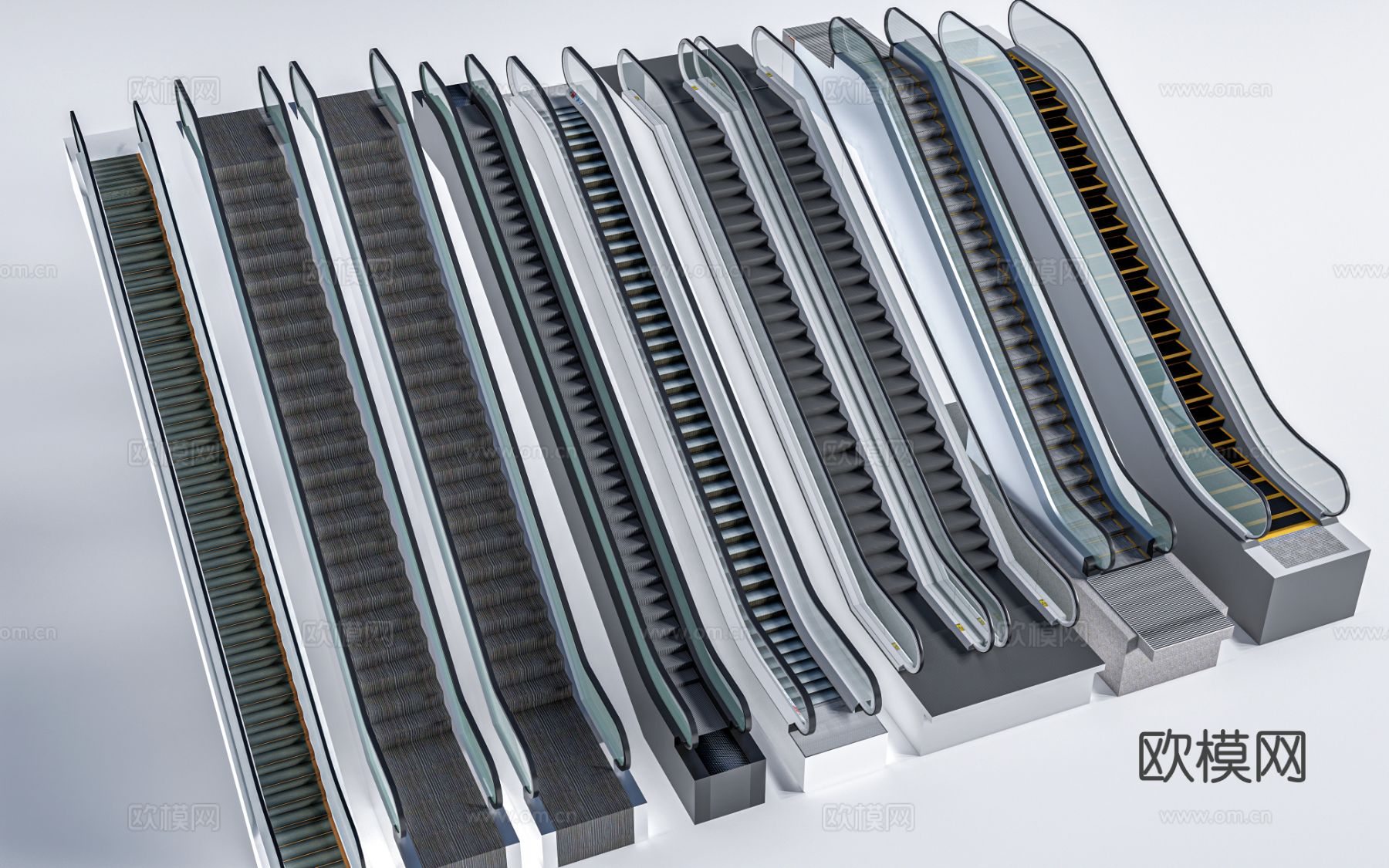 现代自动扶梯 滚梯 商场电梯su模型下载（渲染图2）