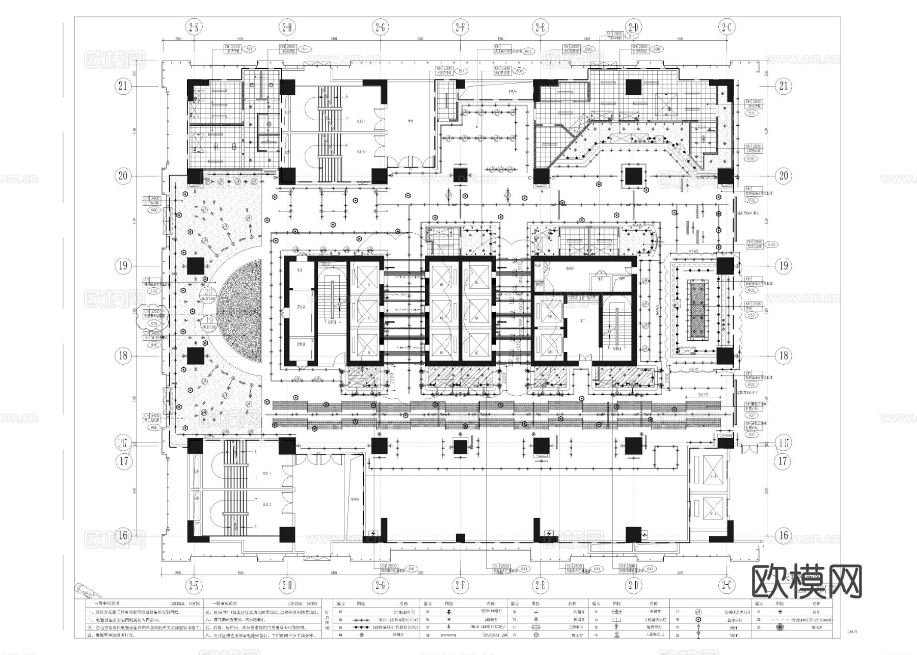 2320㎡美食城 美食广场美食街cad平面图下载（渲染图2）