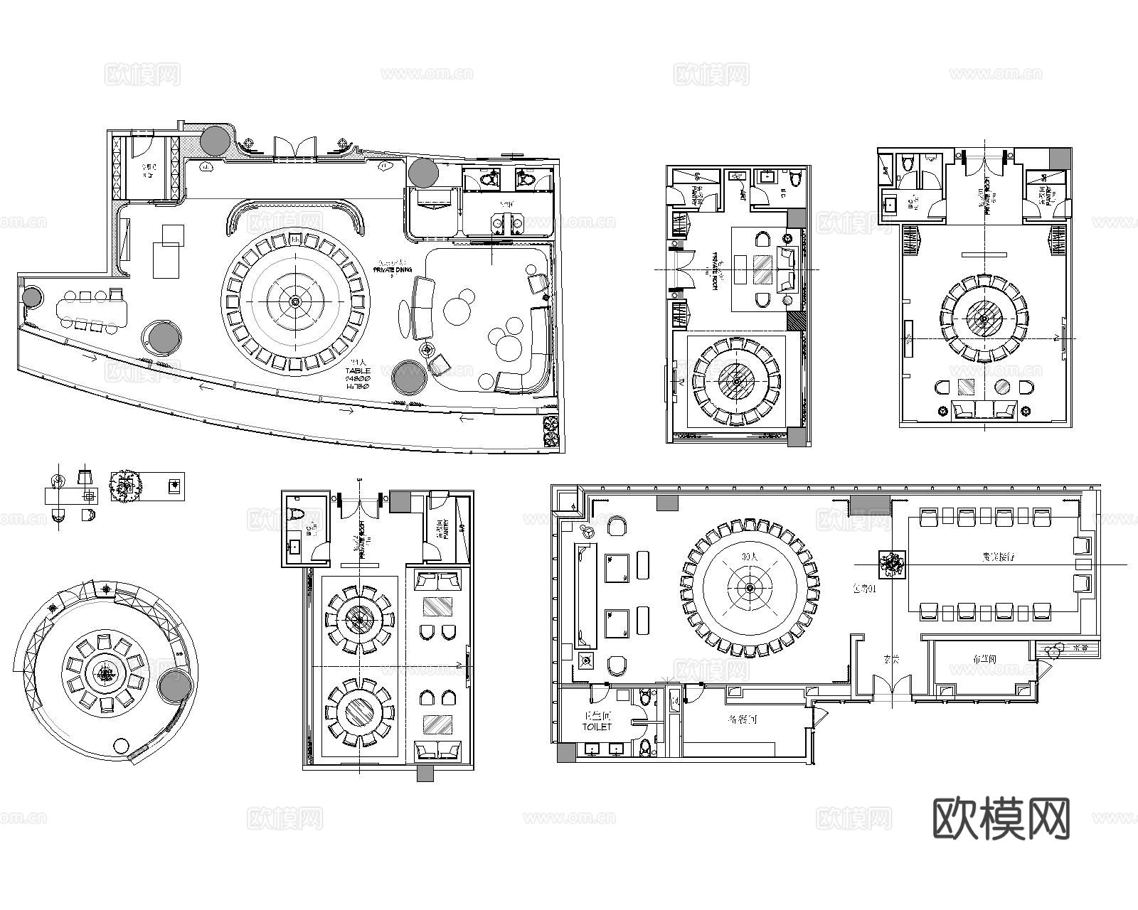 酒店包厢cad平面图下载（渲染图8）