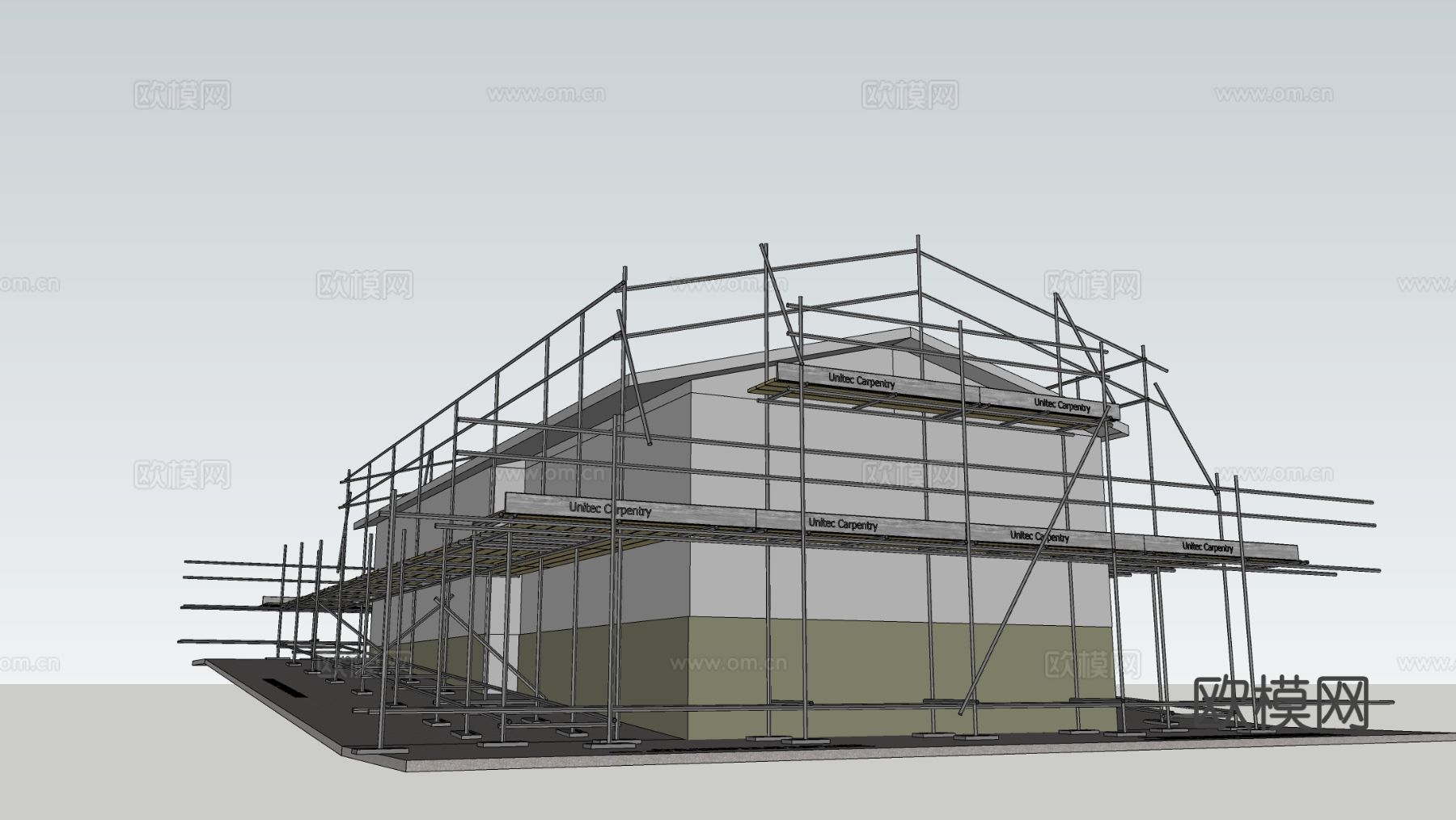 现代工地建筑 施工建筑 脚手架建筑su模型