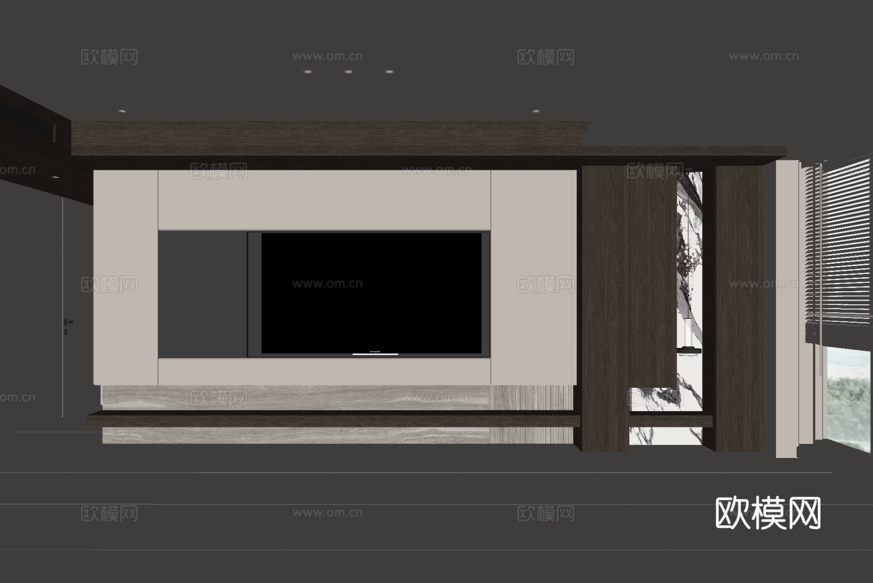 现代电视背景墙su模型