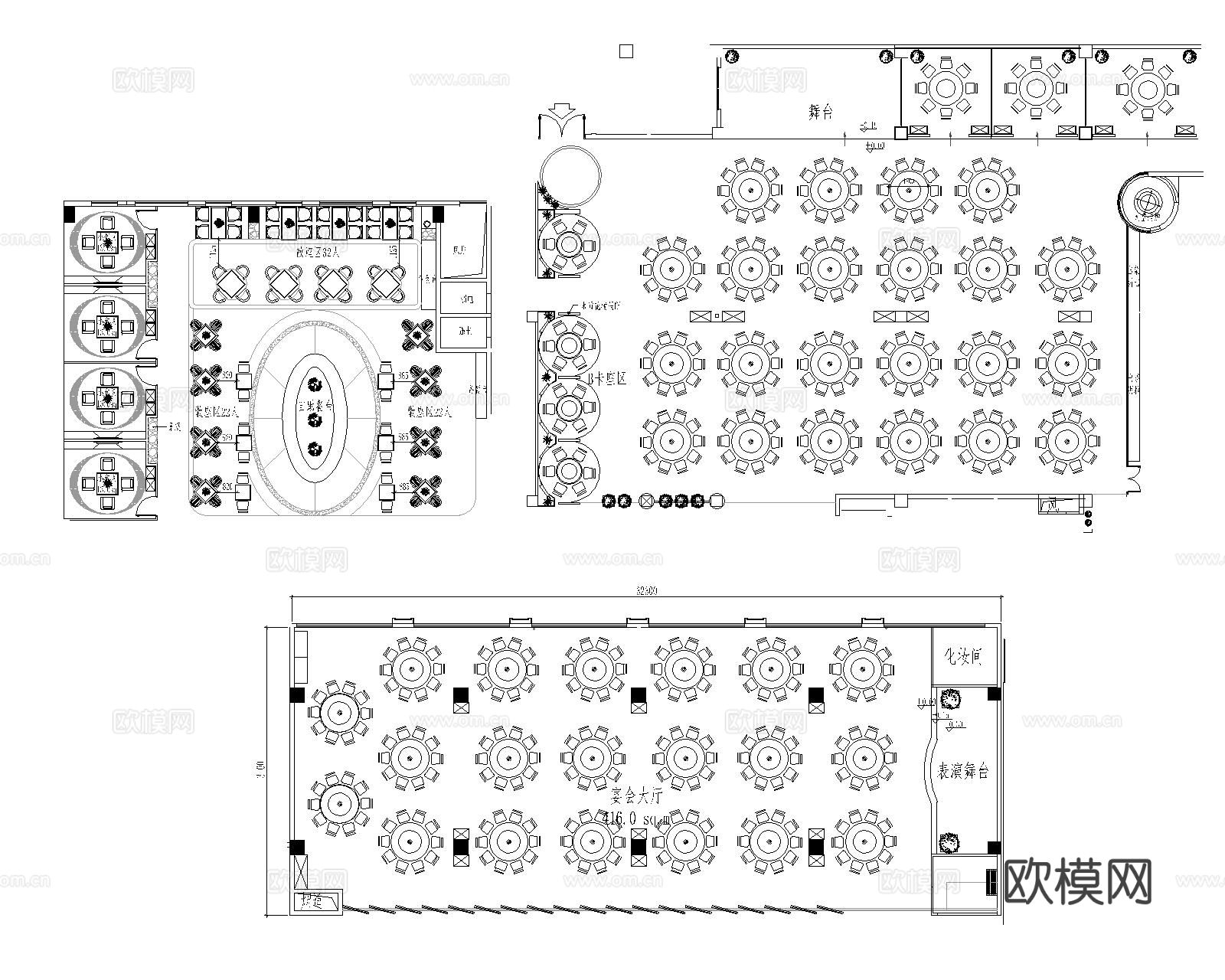 餐厅包厢cad平面图下载（渲染图7）