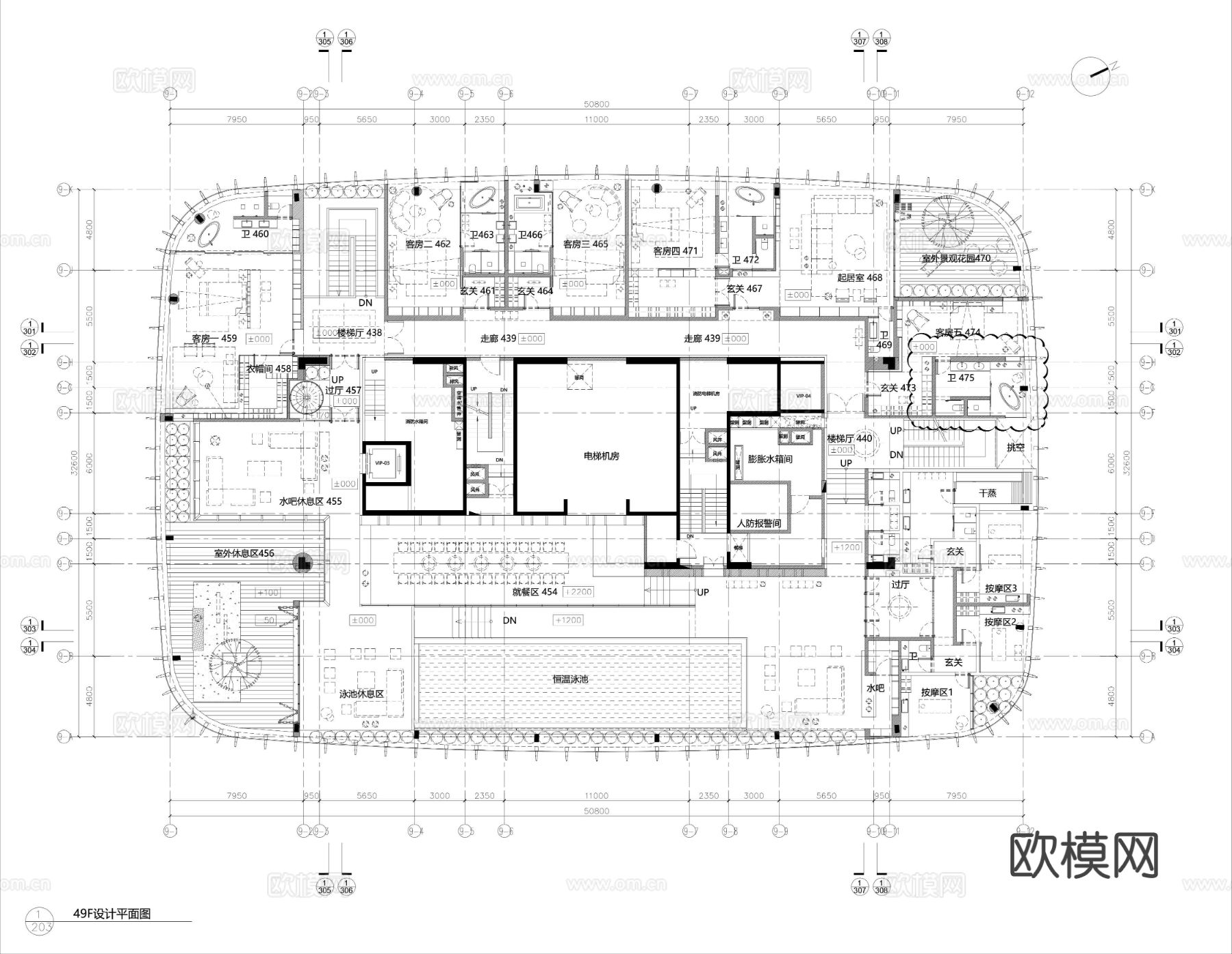 6000㎡办公会所cad施工图