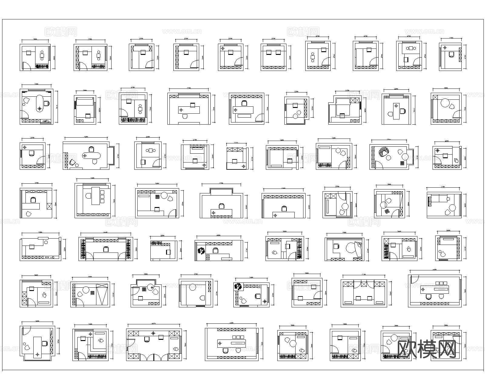 书房茶室CAD图块下载（渲染图3）