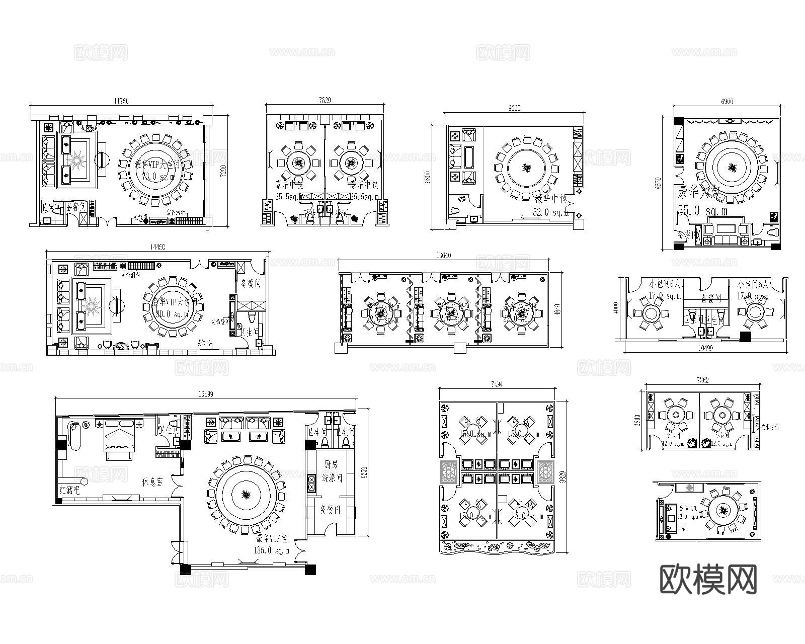 餐厅包厢cad平面图下载（渲染图4）