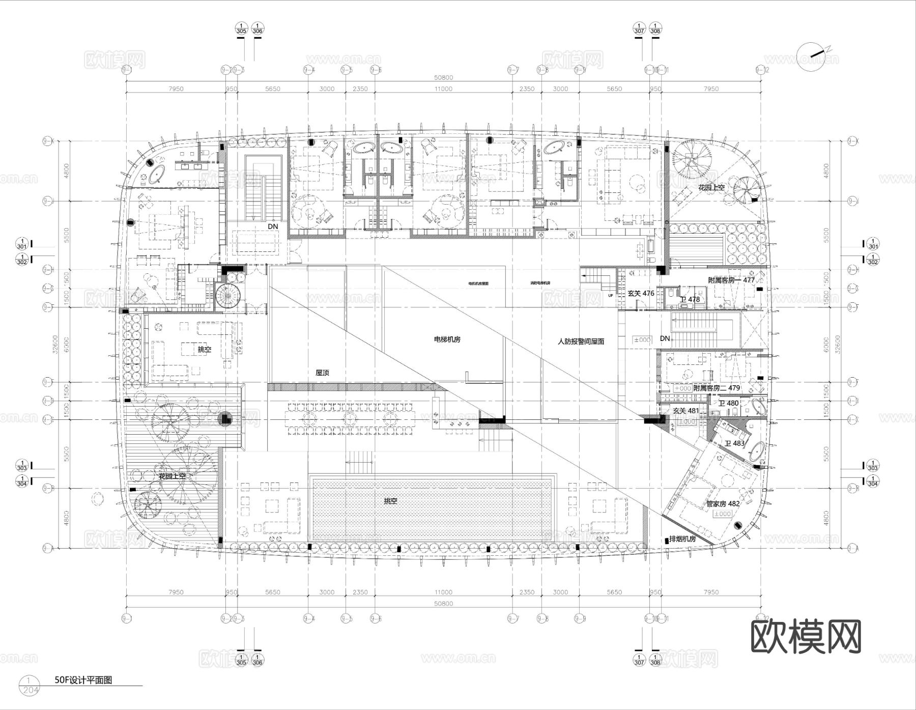 6000㎡办公会所cad施工图