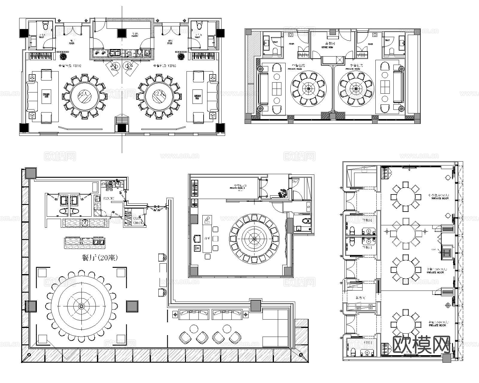 酒店包厢cad平面图下载（渲染图6）