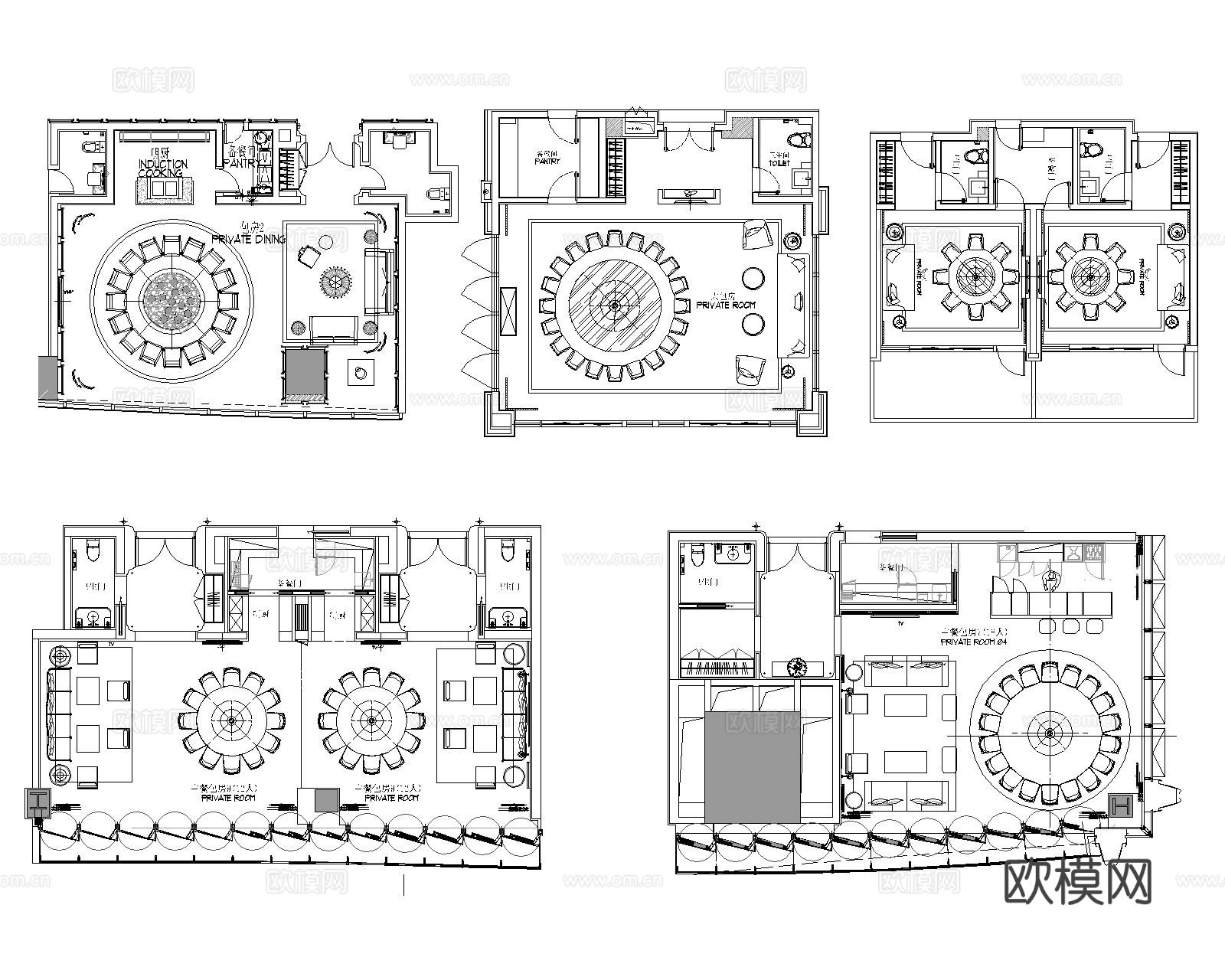 酒店包厢cad平面图下载（渲染图2）