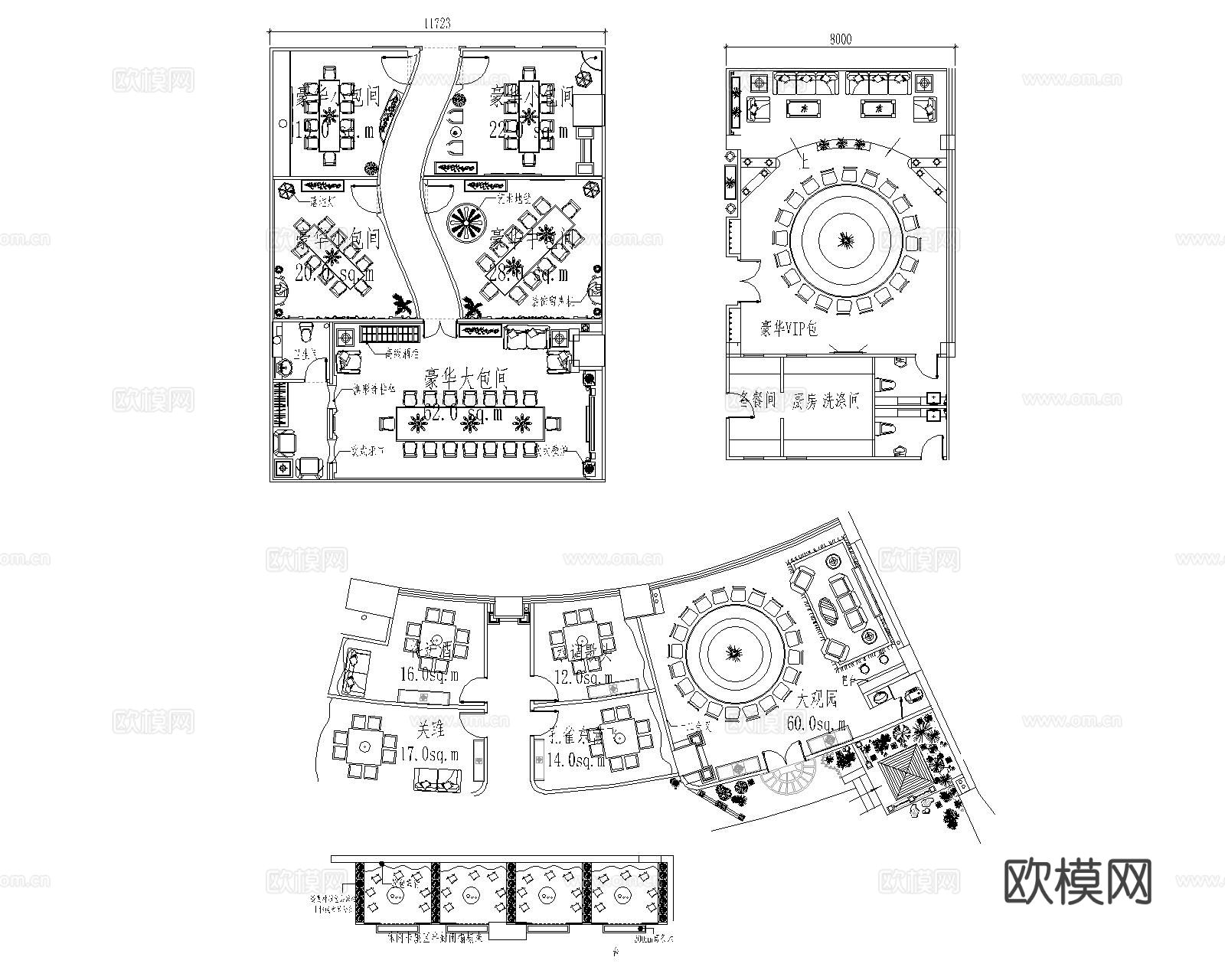 餐厅包厢cad平面图下载（渲染图5）