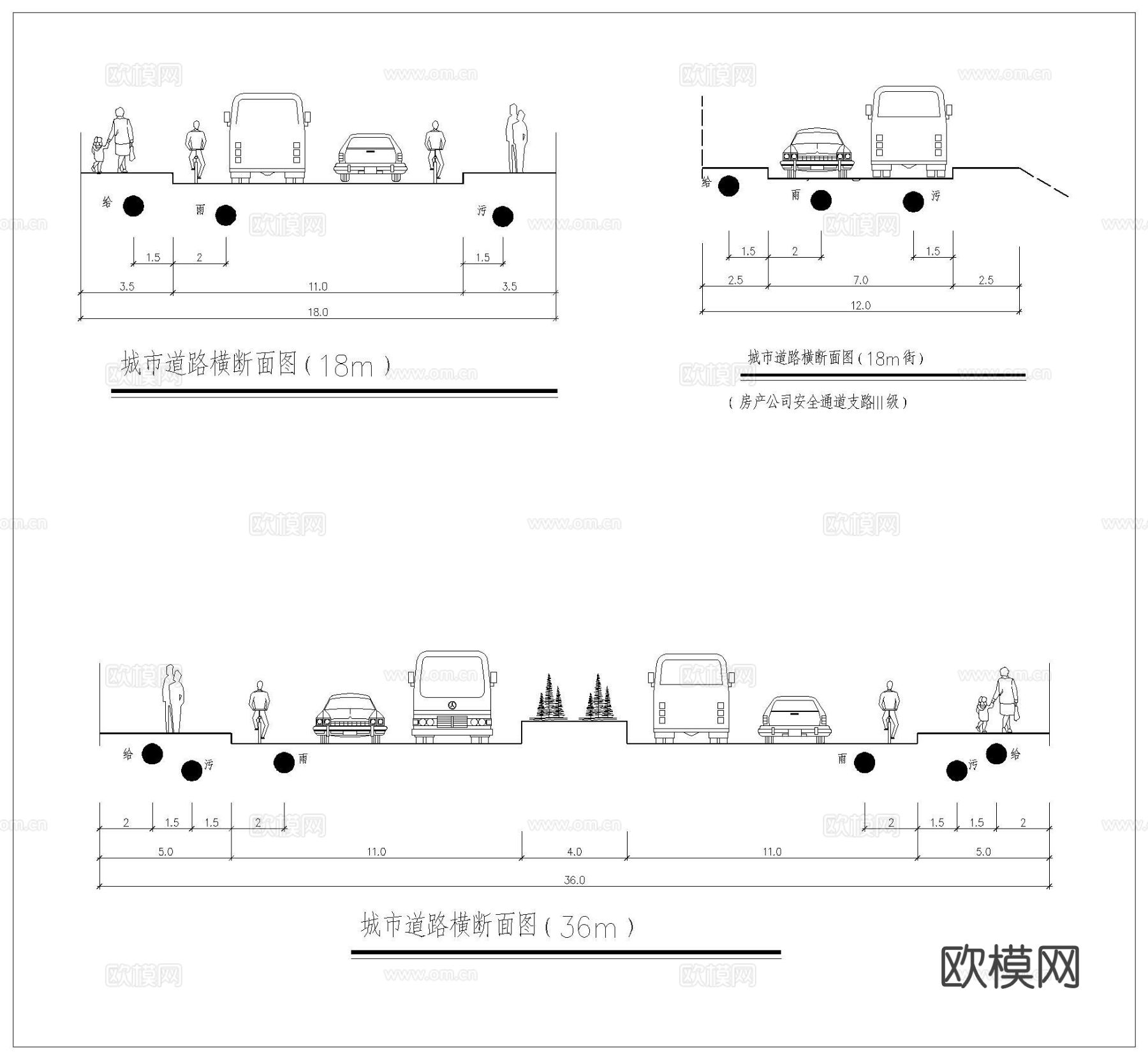 道路断面详图cad施工图下载（渲染图7）