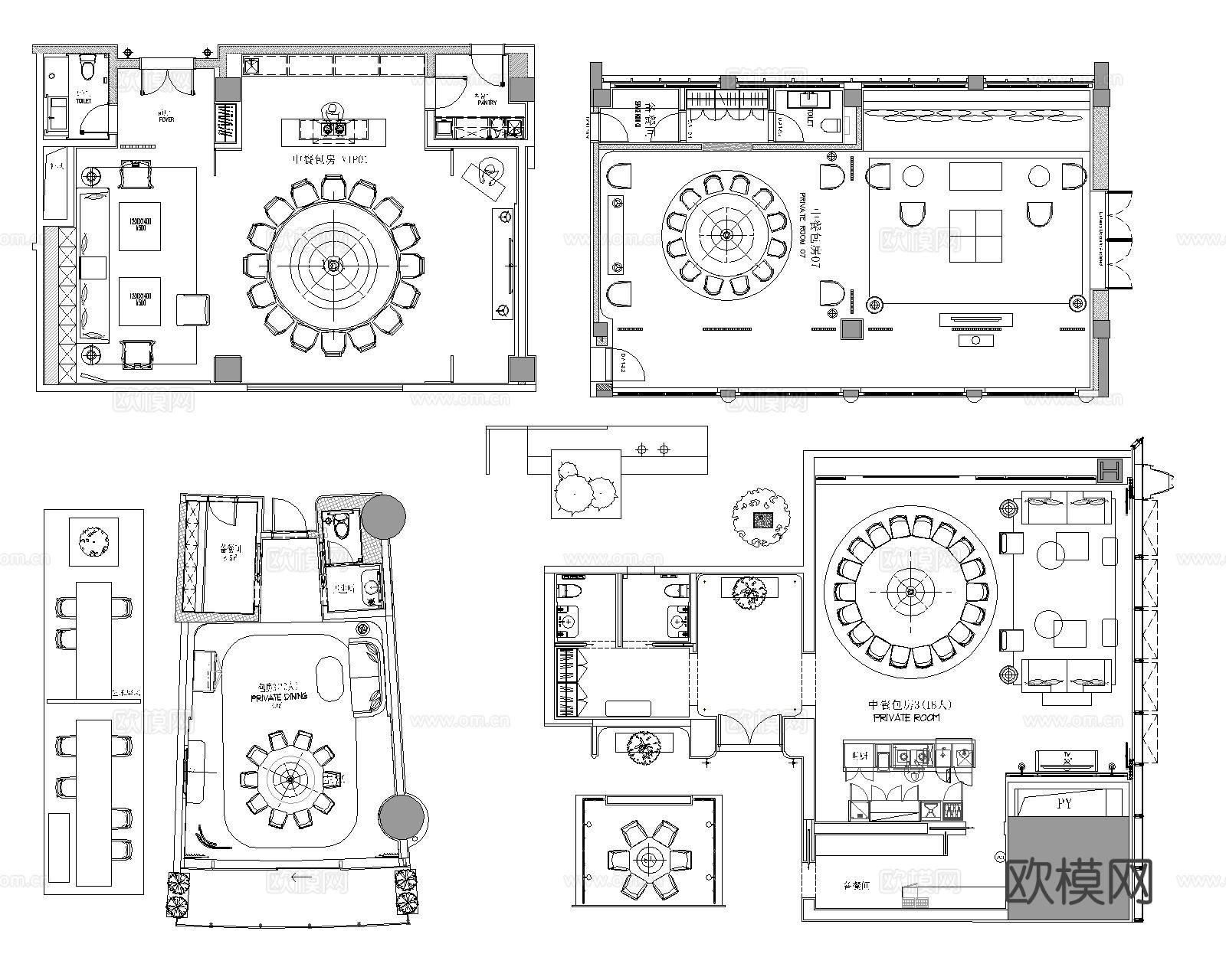 酒店包厢cad平面图下载（渲染图7）