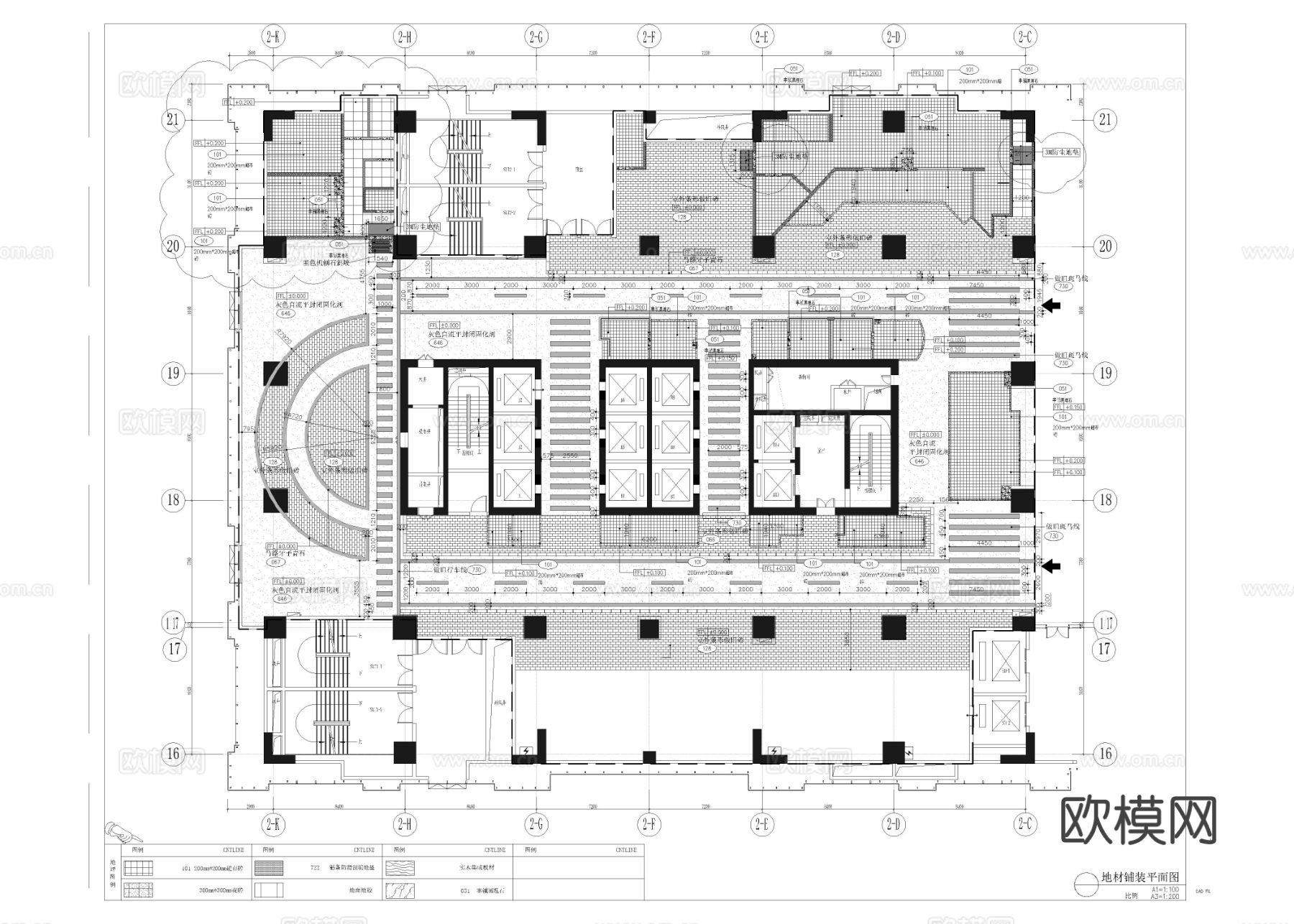 2320㎡美食城 美食广场美食街cad平面图下载（渲染图3）