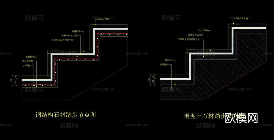 石材樓梯cad節(jié)點圖下載(渲染圖2)