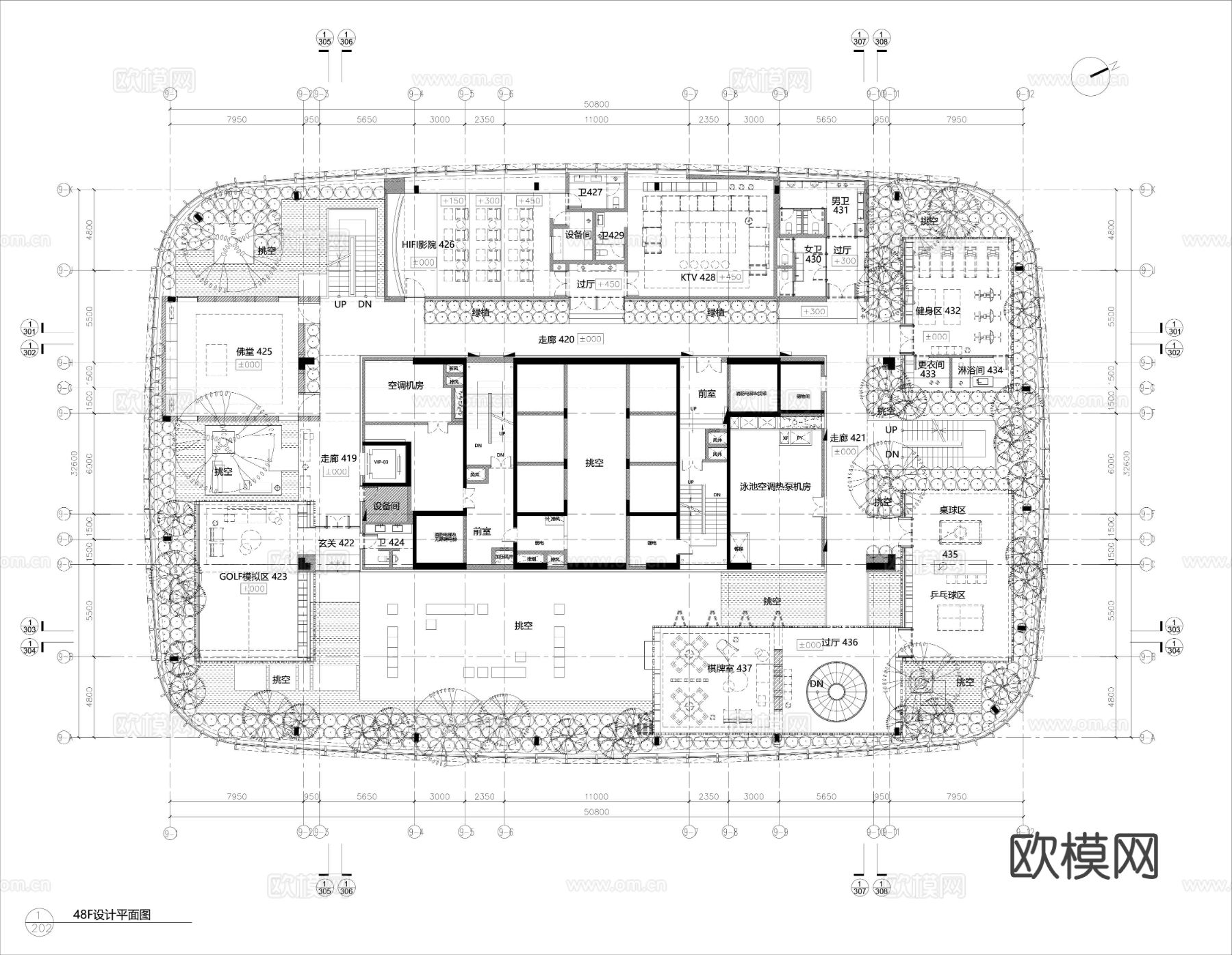 6000㎡办公会所cad施工图