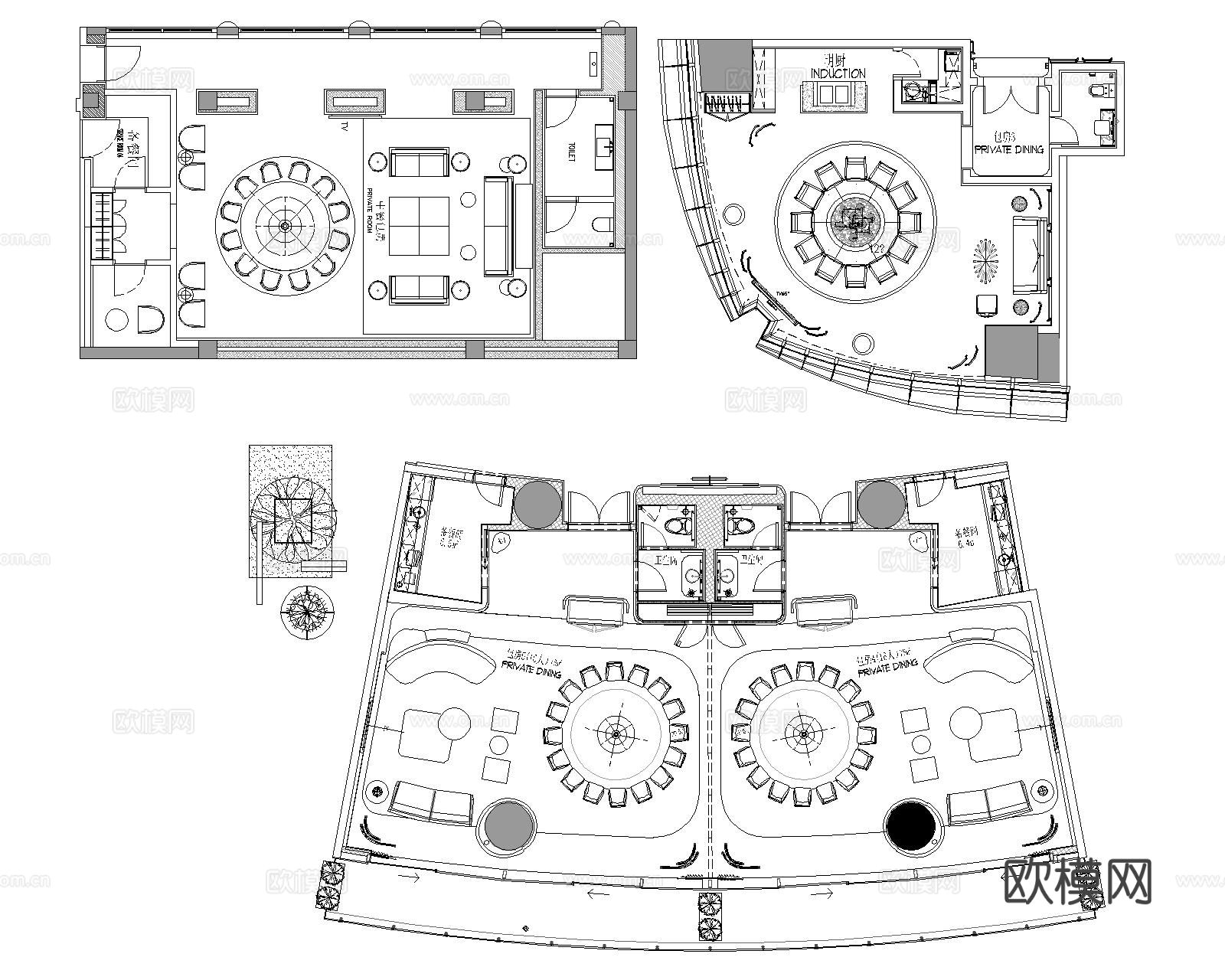 酒店包厢cad平面图下载（渲染图5）