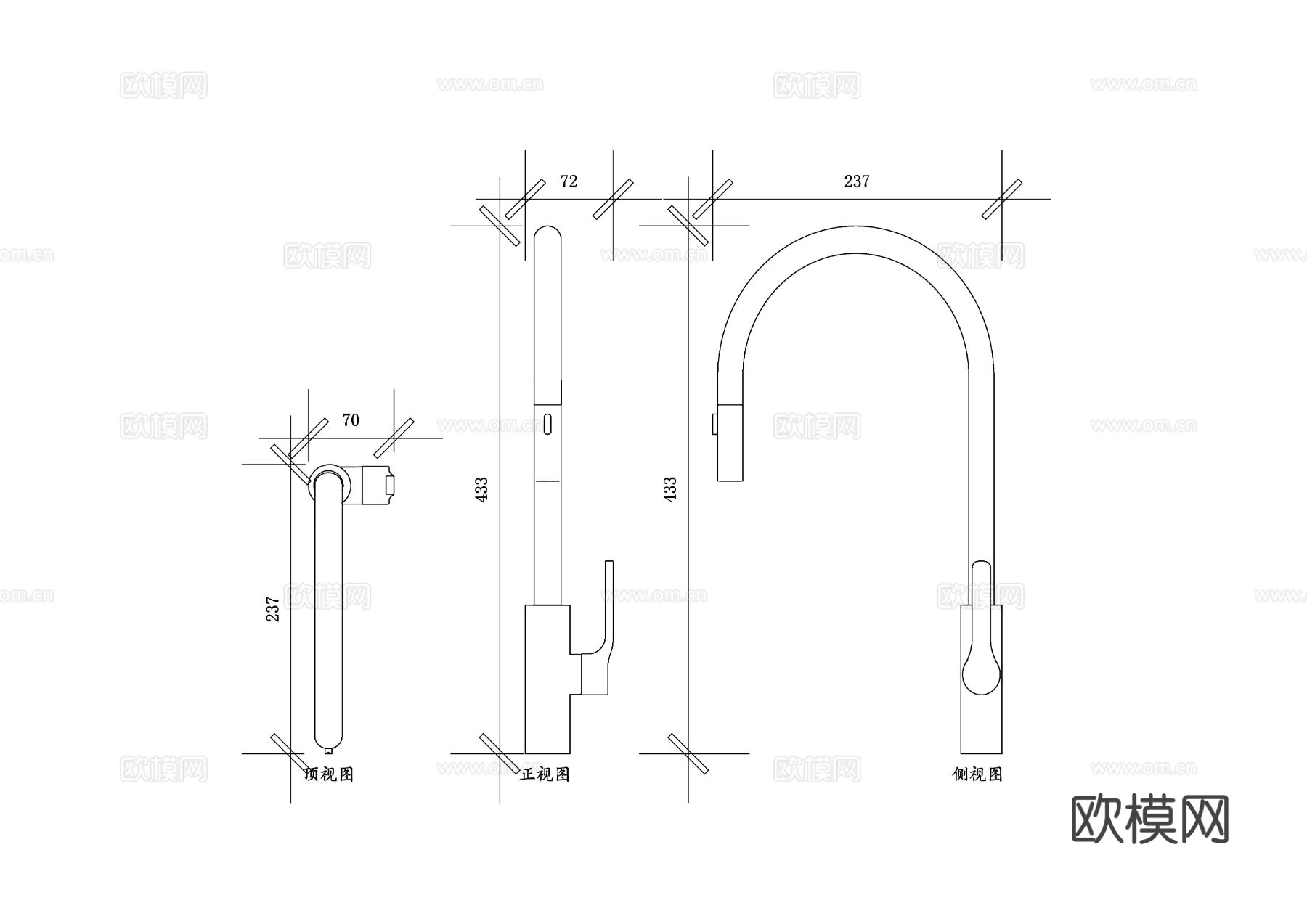 天鹅颈水龙头 弧形水龙头cad图库下载