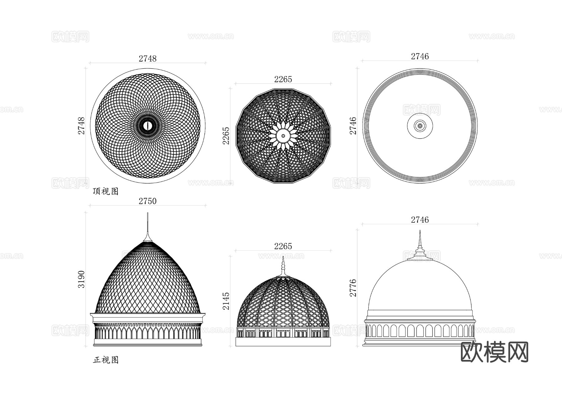 清真寺圆顶 伊斯兰穹顶cad图库下载