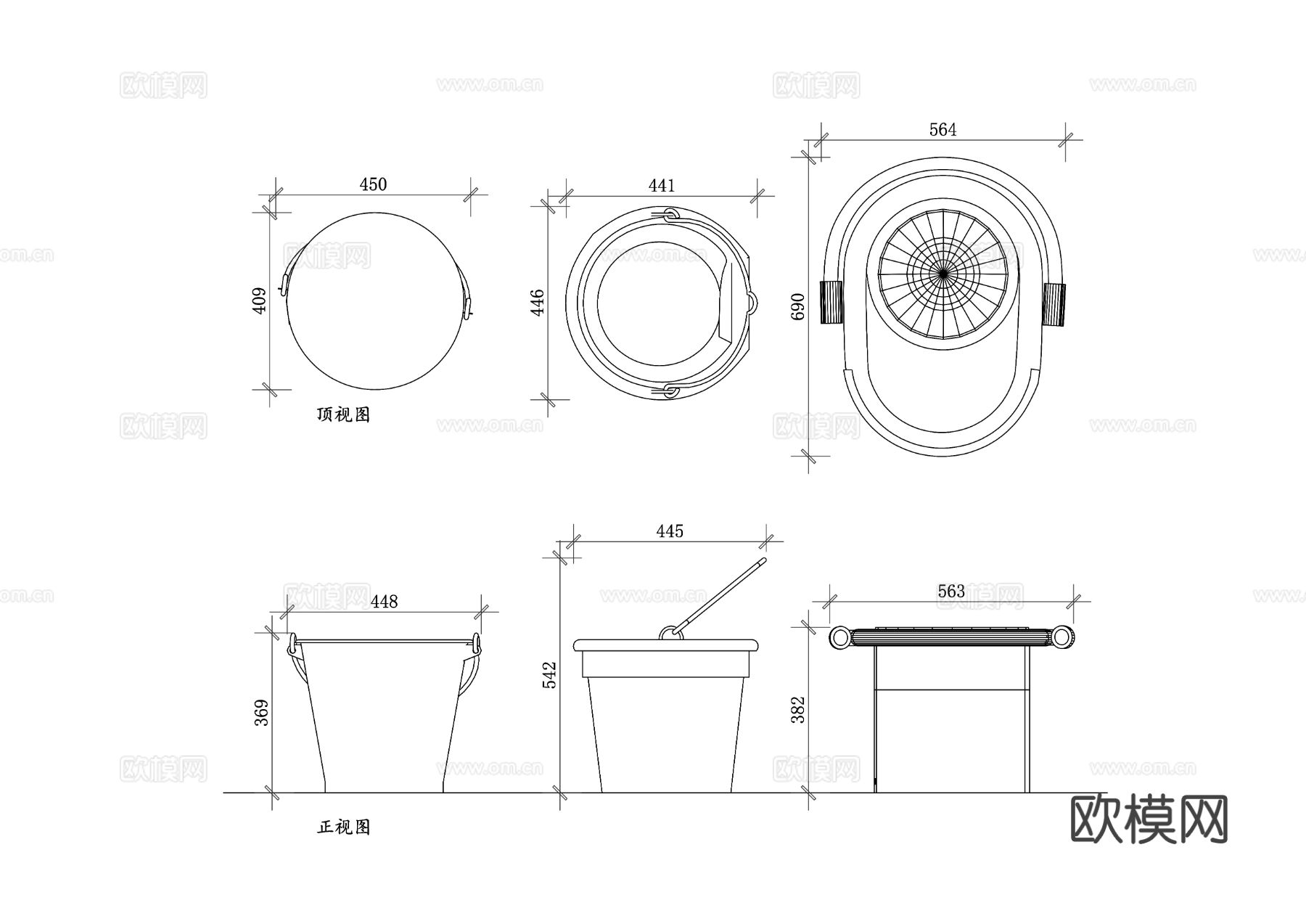 水桶 水盆 水罐cad图库下载