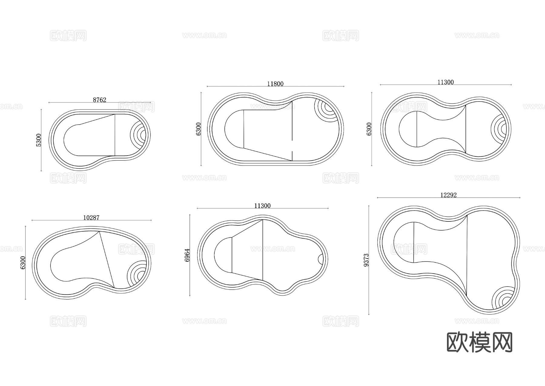天然游泳池cad图库下载