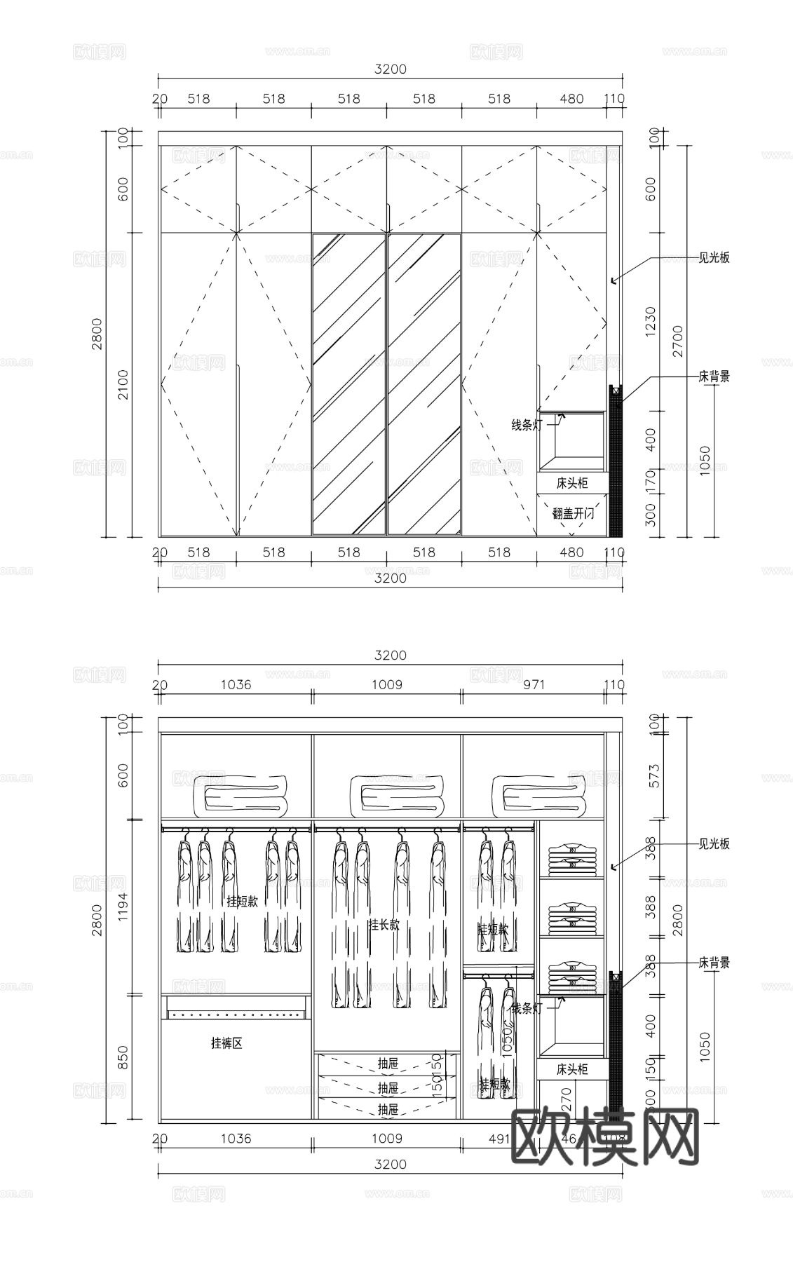 现代柜子内部结构节点大样施工图下载（渲染图4）