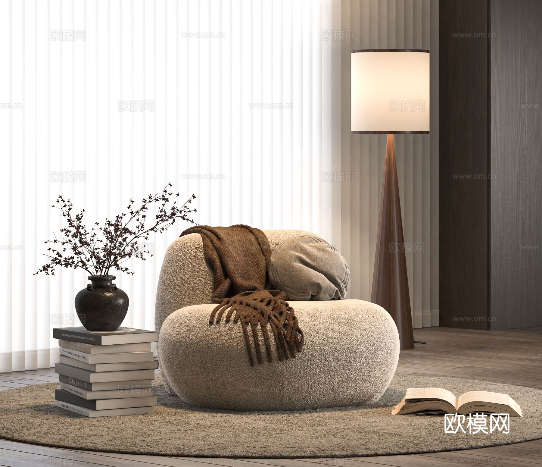 中古风懒人沙发3d模型下载