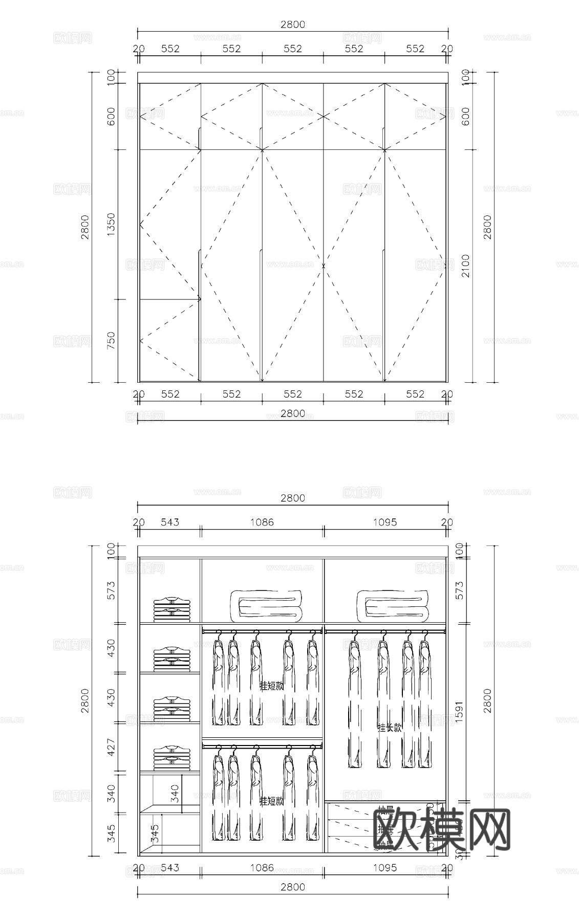 现代柜子内部结构节点大样施工图下载（渲染图7）