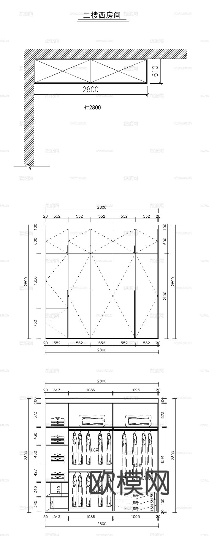 现代柜子内部结构节点大样施工图下载（渲染图6）