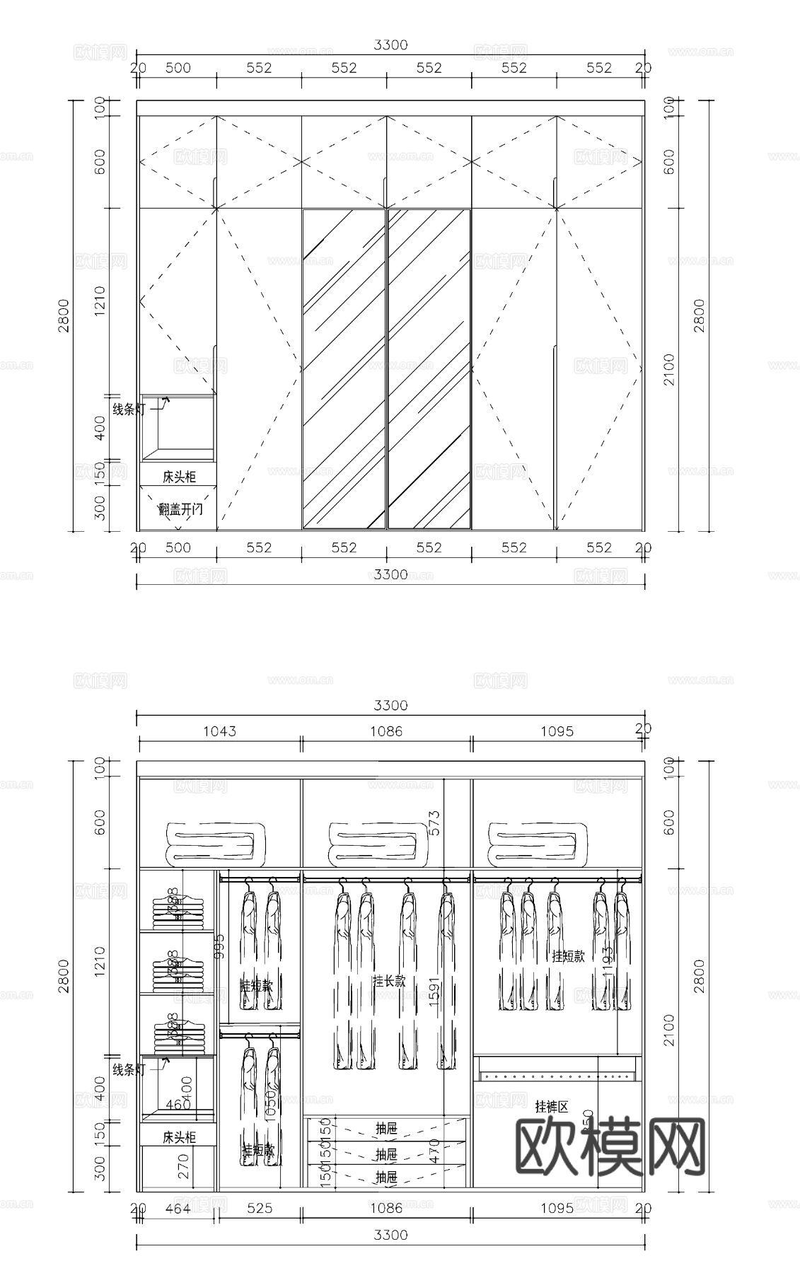 现代柜子内部结构节点大样施工图下载（渲染图8）