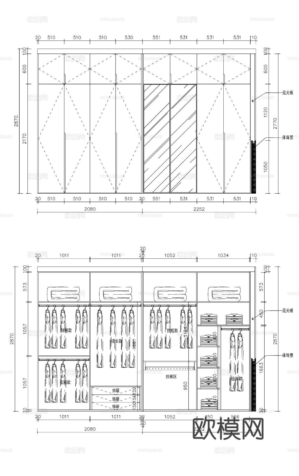 现代柜子内部结构节点大样施工图下载（渲染图3）