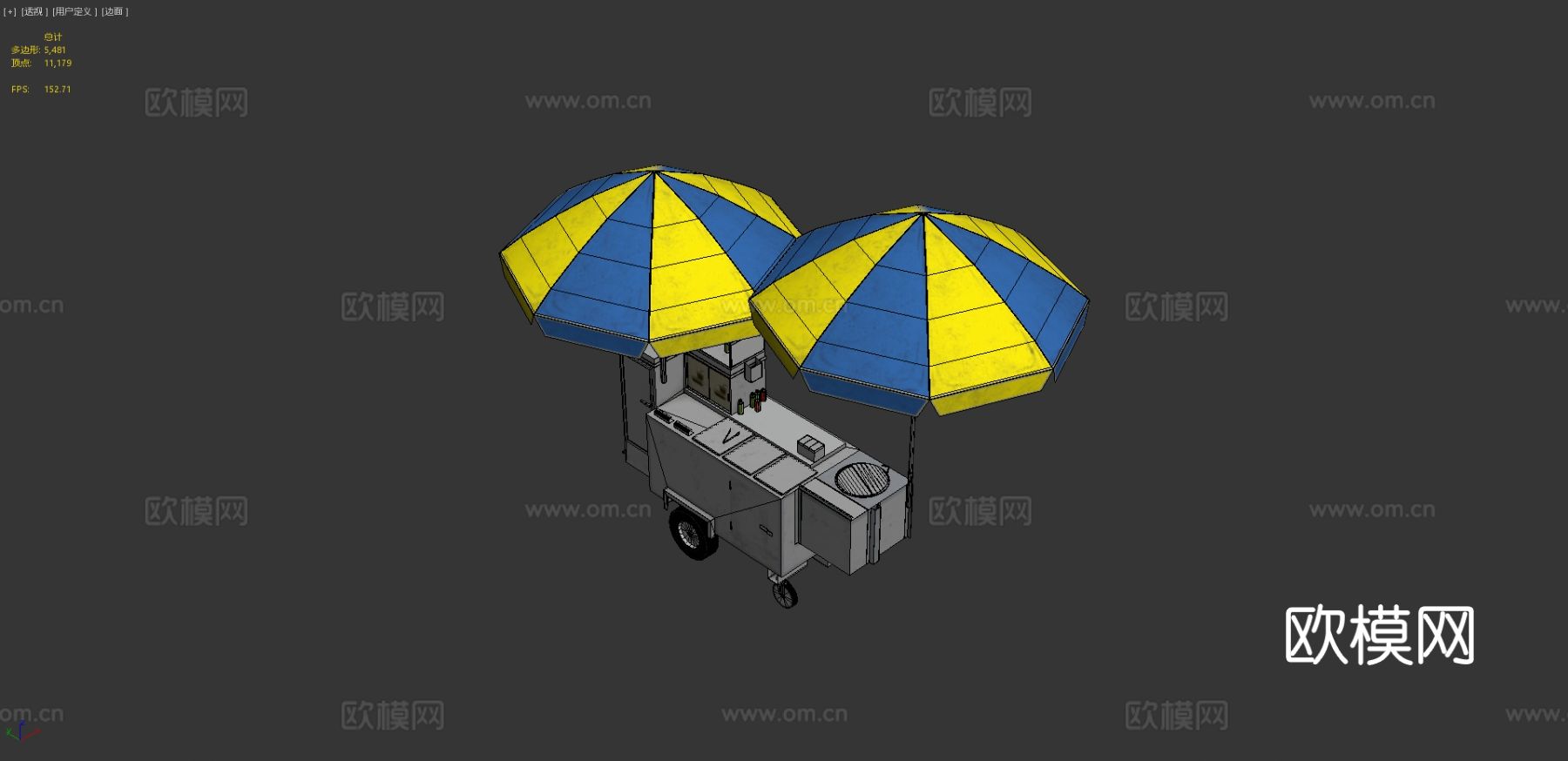 热狗摊 贩卖摊 小吃摊3d模型