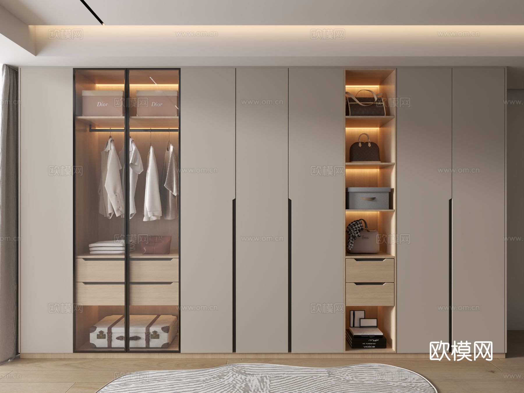 现代衣柜3d模型下载