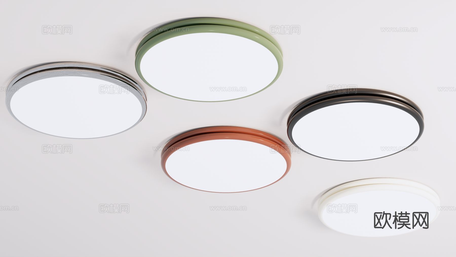 奶油风吸顶灯su模型下载（渲染图2）